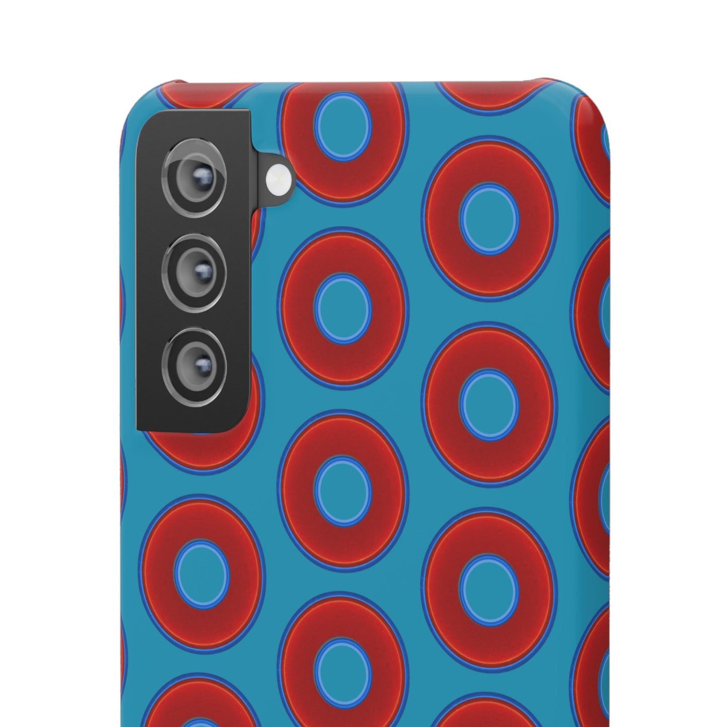 Lumpy Donut Snap Case - red vivid donut print w/aquamarine blue background