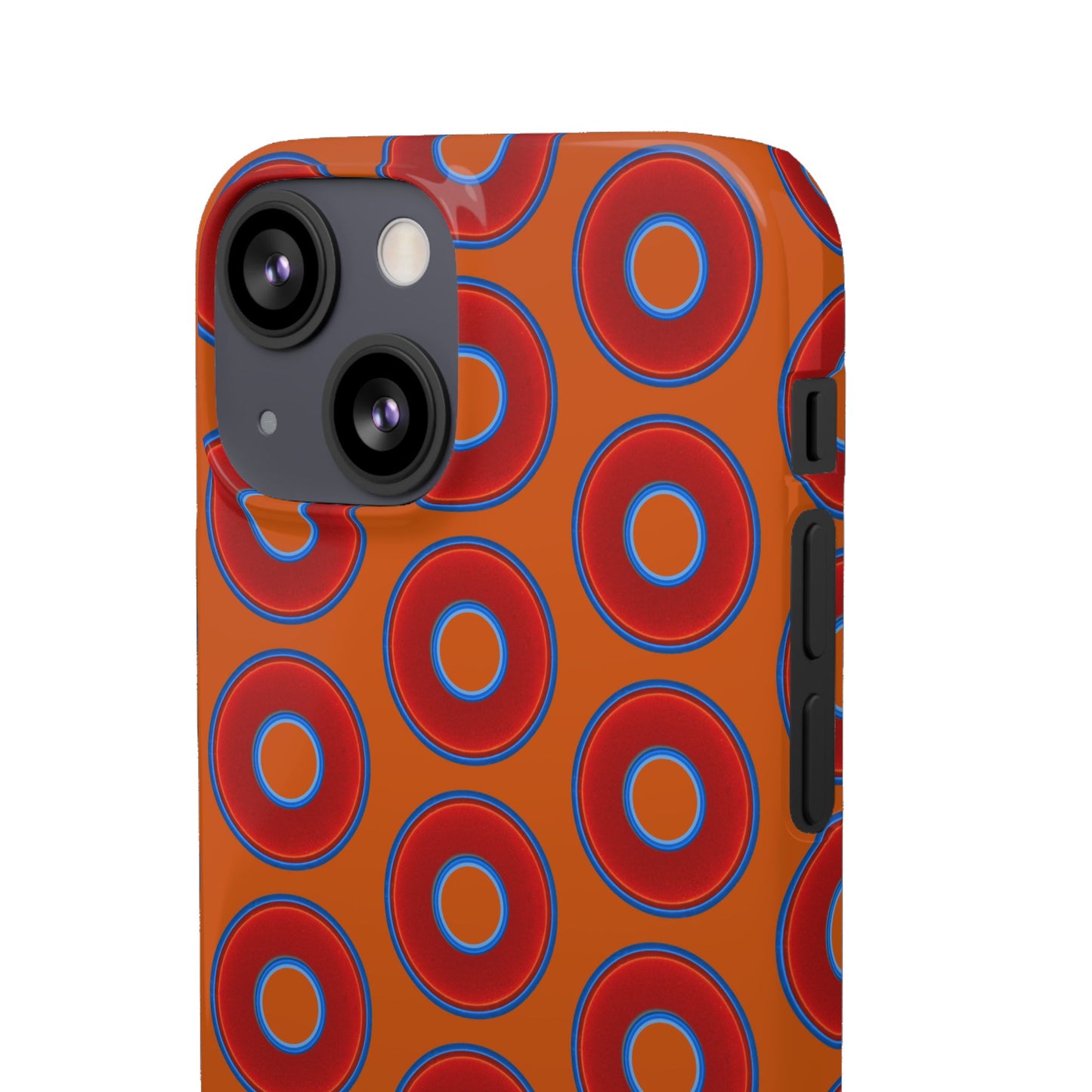Lumpy Donut Snap Case - red vivid donut print w/dark orange background