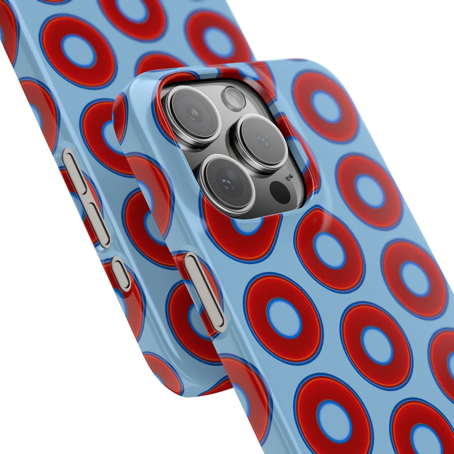 Lumpy Donut Snap Case - red vivid donut print w/sky blue background