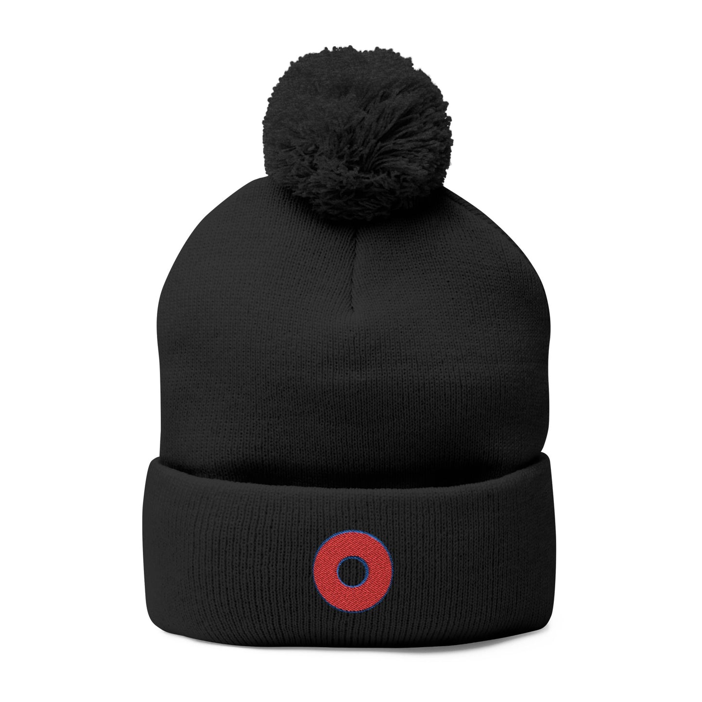 Embroidered Donut Beanie -w/pom pom