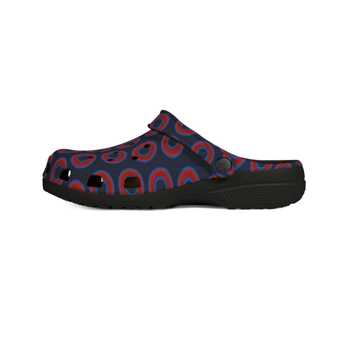Spatchcocks - donut slip-on shoes - red rustic donuts w/dark blue teal elite background [unisex]