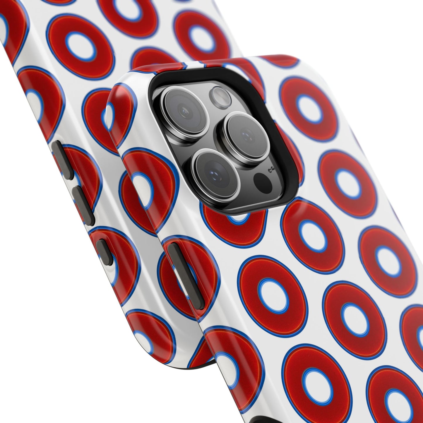 Impact-Resistant Lumpy Donut Case - red vivid donut print w/white background