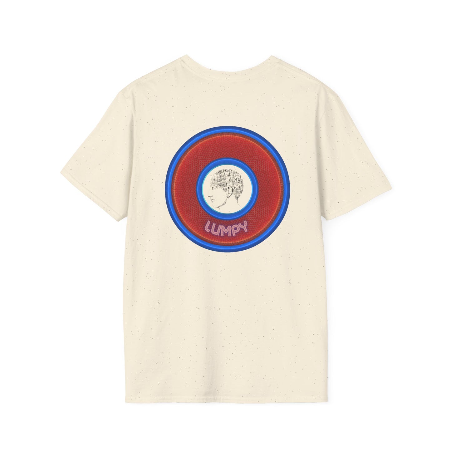 Classic Donut Tee - Unisex Soft-Style - "The Lumpy Donut" - variant 1 - red/blue donut