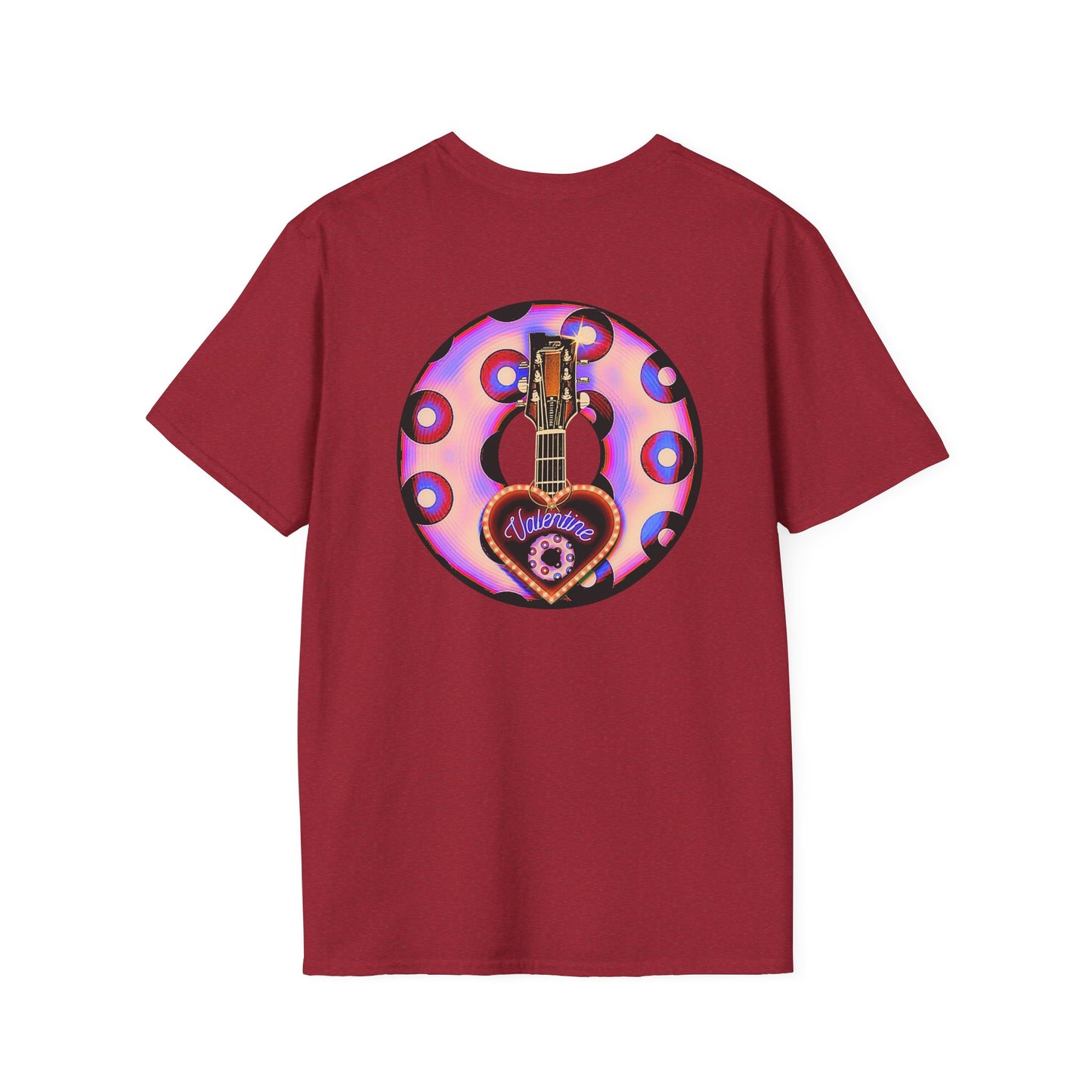 Classic Donut Tee - Unisex Soft-Style - "Would You Be My Donut?" - paradoxical faded purple/red donut - variant 3