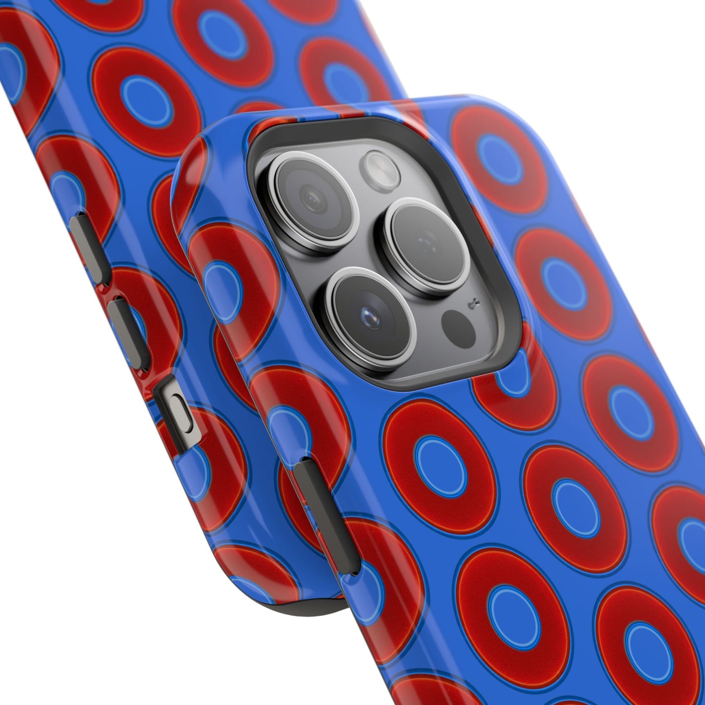 Magnetic Tough Donut Case - red vivid donut print w/medium royal blue background