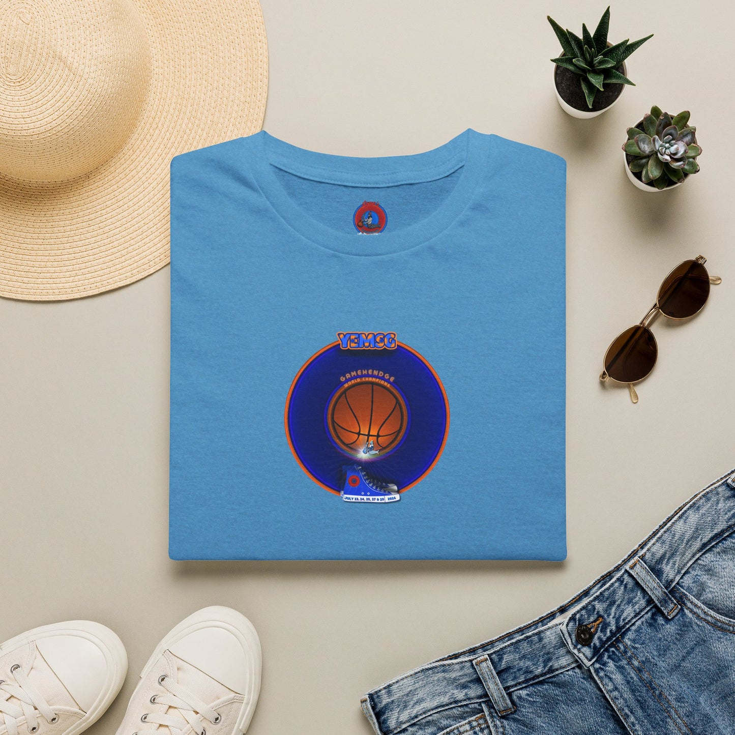 Classic Donut Tee - Unisex Soft-Style - "Diedrich Knickerbocker's Donut" - vivid blue/orange donut - variant 1