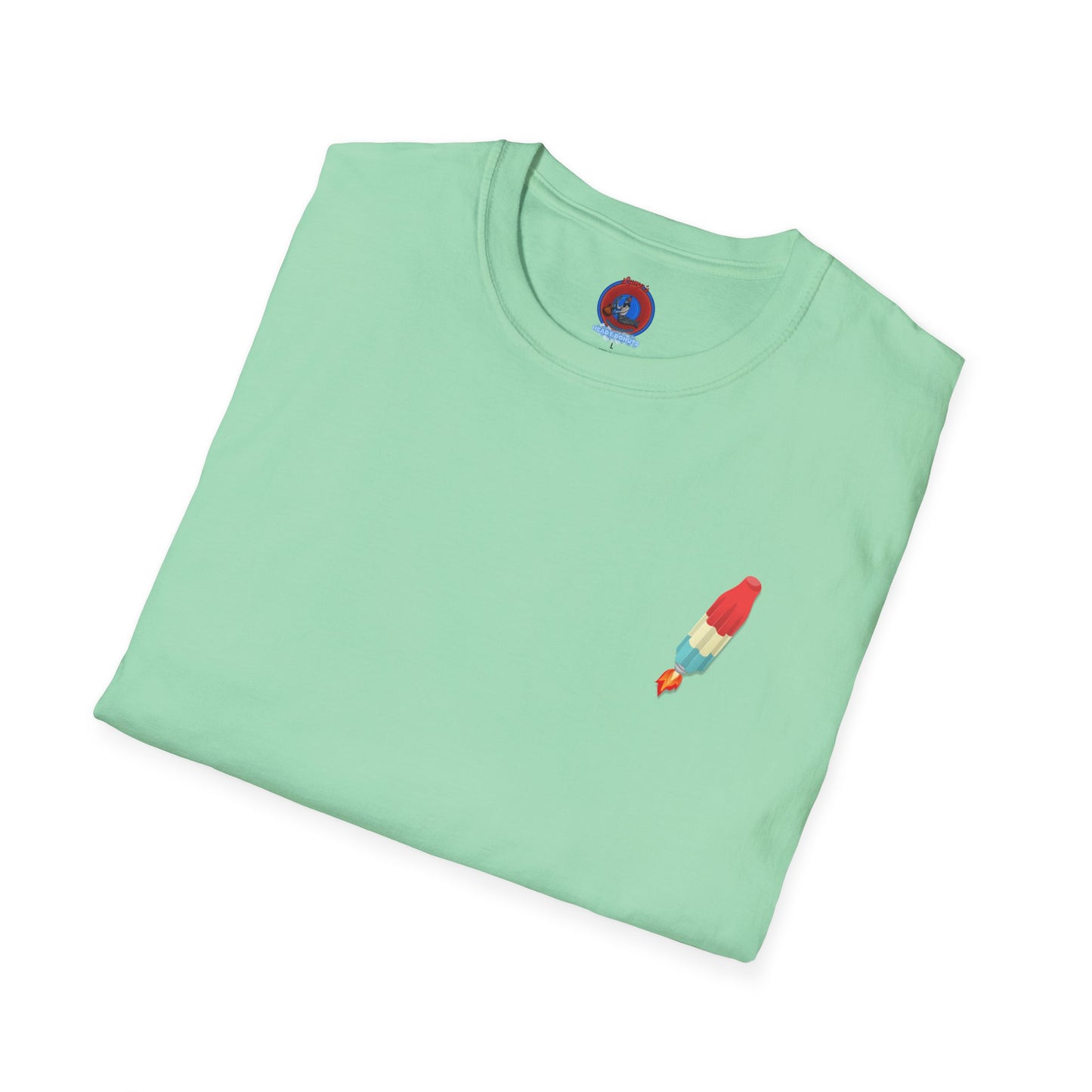 Classic Donut Tee - Unisex Soft-Style - "Blow this Popsicle Stand" - red/blue/cream - bomb pop