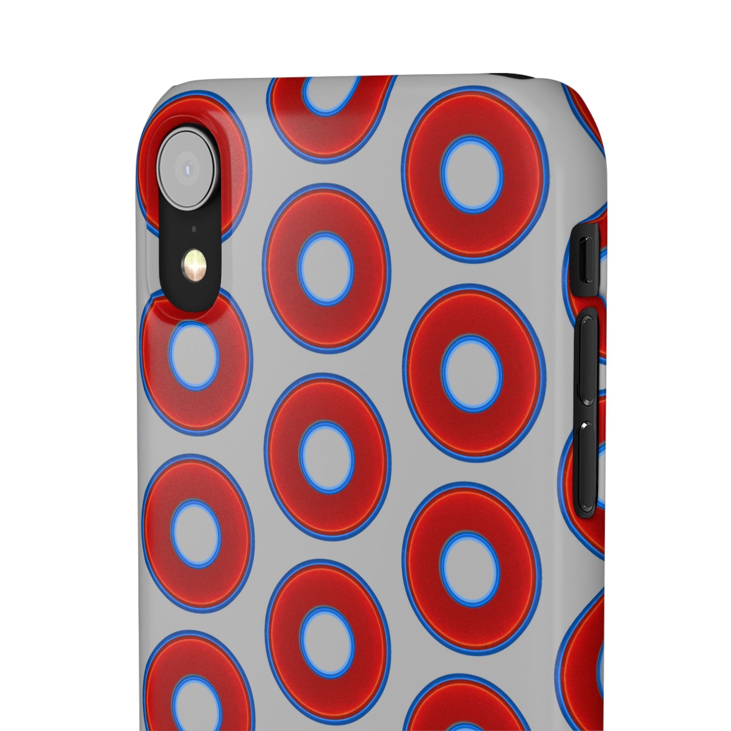 Lumpy Donut Snap Case - red vivid donut print w/light gray background