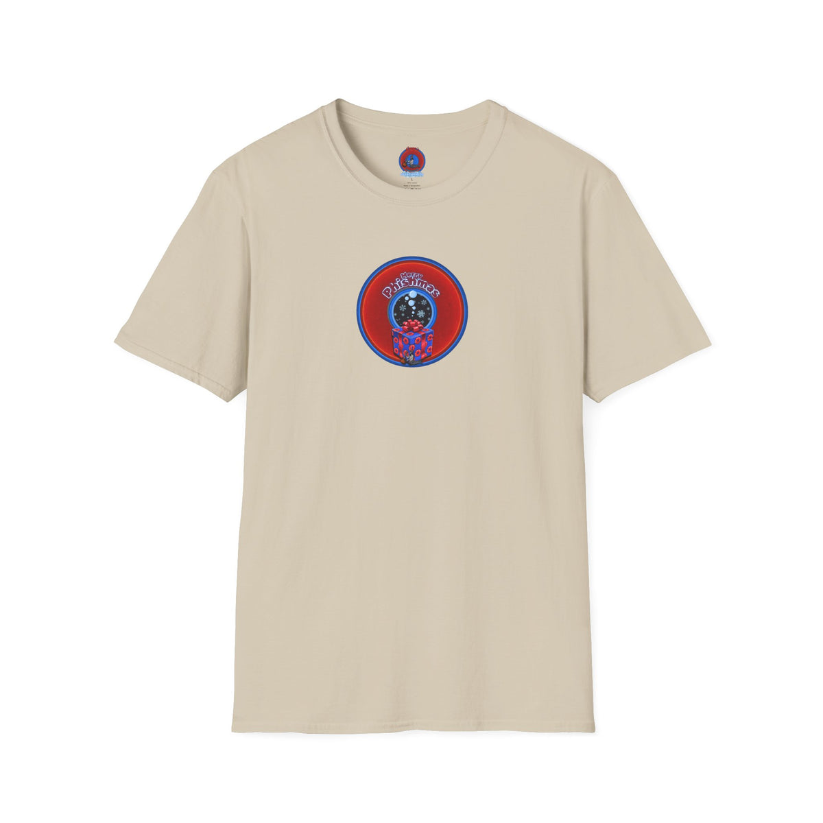 Classic Donut Tee - Unisex Soft-Style - "Phishmas Caroler's Tee " - vivid red/blue donut - variant 4
