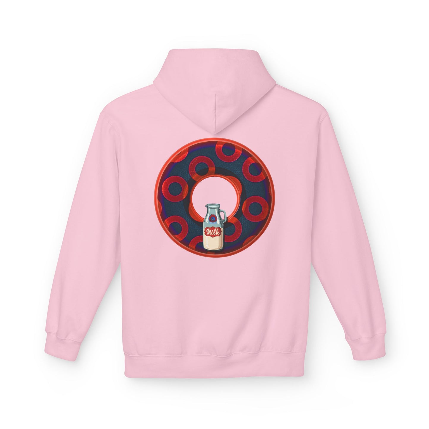 Fleece Harry Hoodies [Midweight Soft-style] - "Wooked Cream Dairy - YEMSG Donut" - navy blue/red rustic paradox donut - variant 3