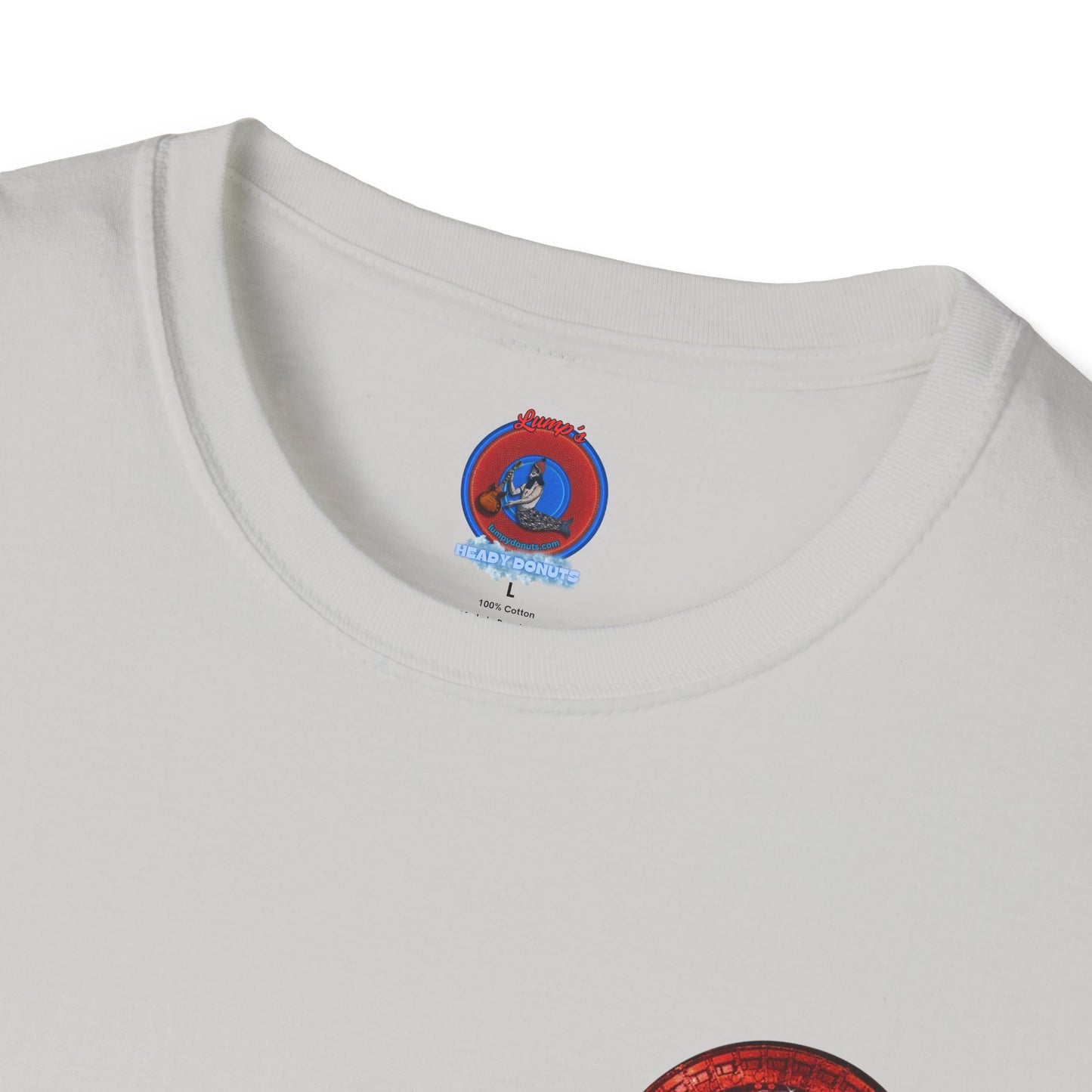 Classic Donut Tee - Unisex Soft-Style - "Rhinos Do Run From Thunder" - series 1.0  - variant 1 - red donut