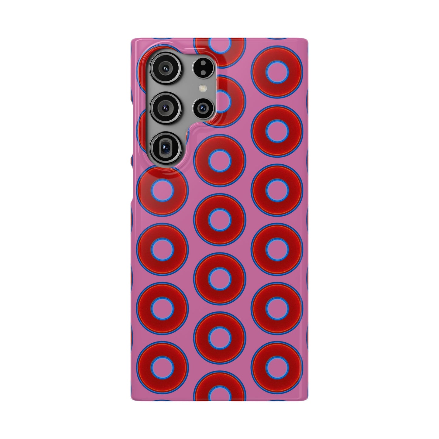 Lumpy Donut Snap Case - red vivid donut print w/light pink background
