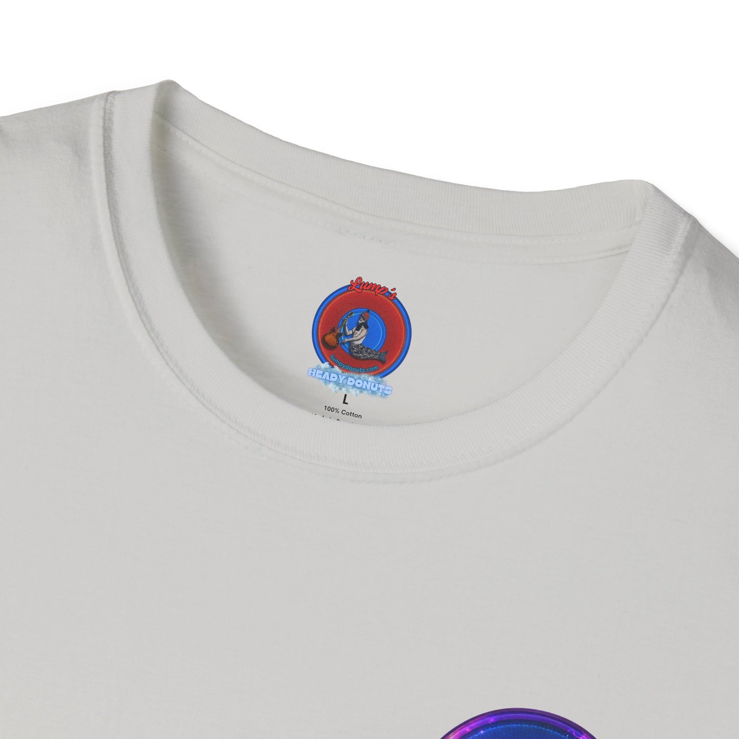 Classic Donut Tee - Unisex Soft-Style - "A Purple Humpback Whale of a Good Time" - variant 2 - purple picture donut