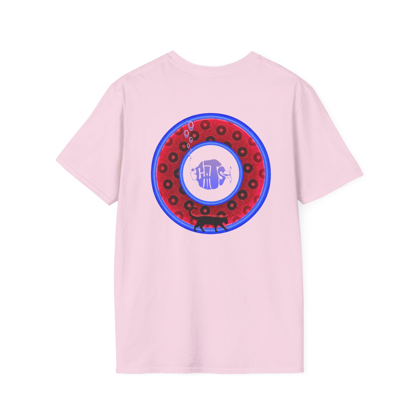 Coffee Traders Tee - Unisex Soft-Style - "Cat's Meow " - paradoxical donuts - variant 2 - logo front/cats back