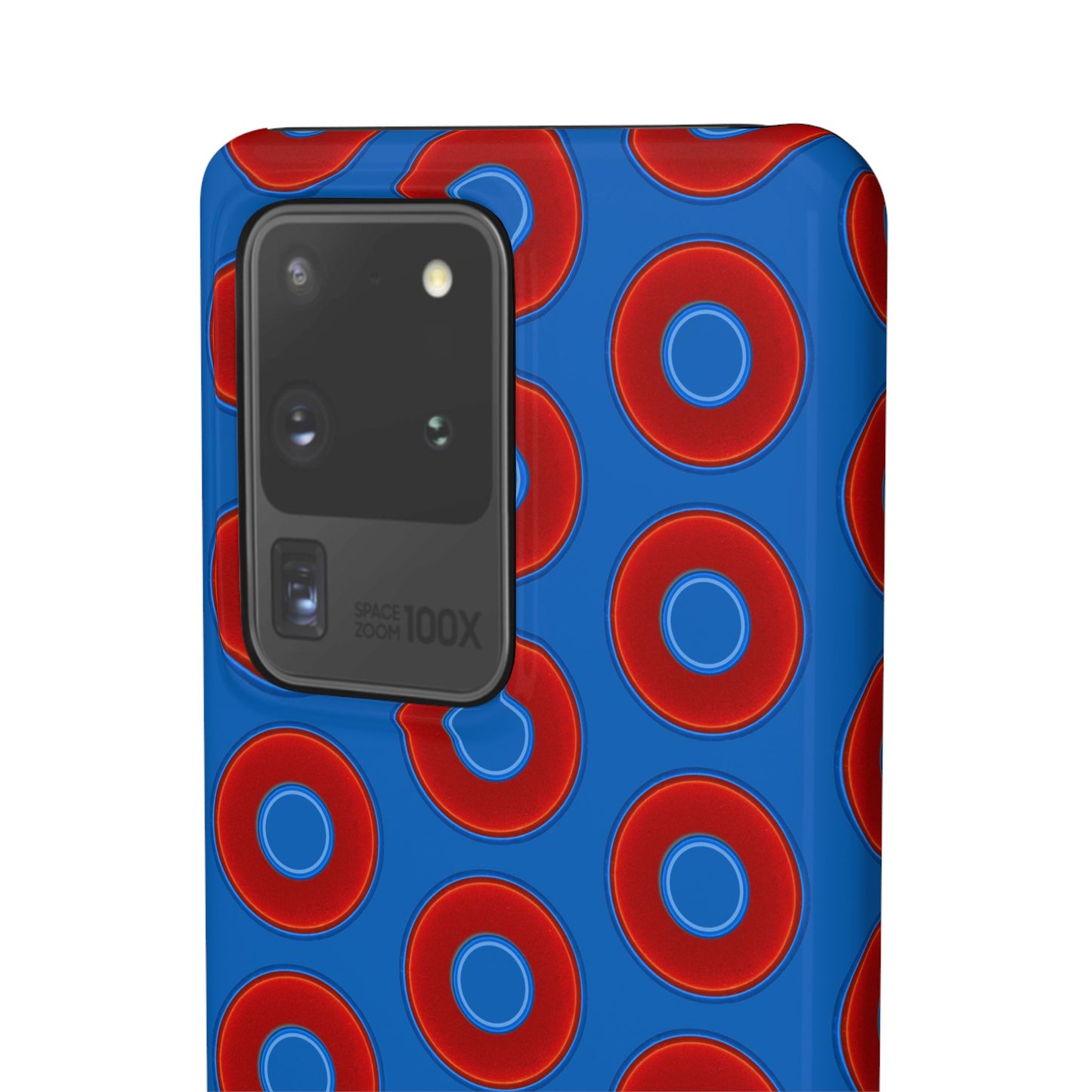 Lumpy Donut Snap Case - red vivid donut print w/dark royal background