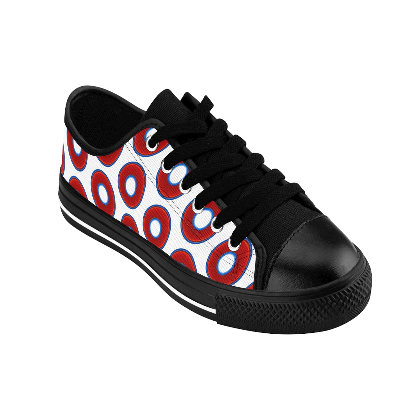 Men's Cushiony Convectors - Low Top - large red vivid donut print w/white background