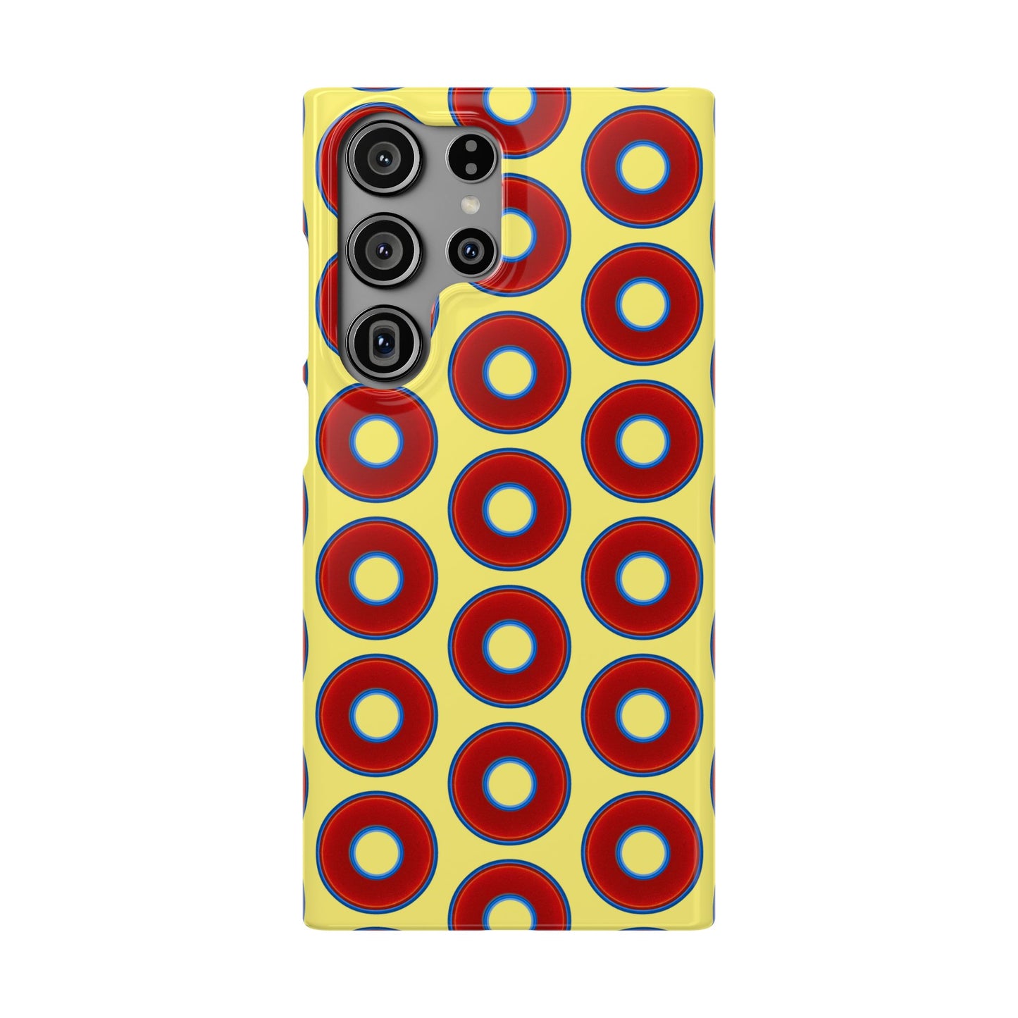 Lumpy Donut Snap Case - red vivid donut print w/yellow background