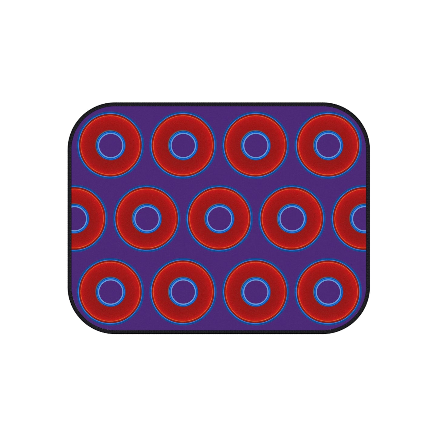 Contacted Car Mats - vivid donut print w/purple background