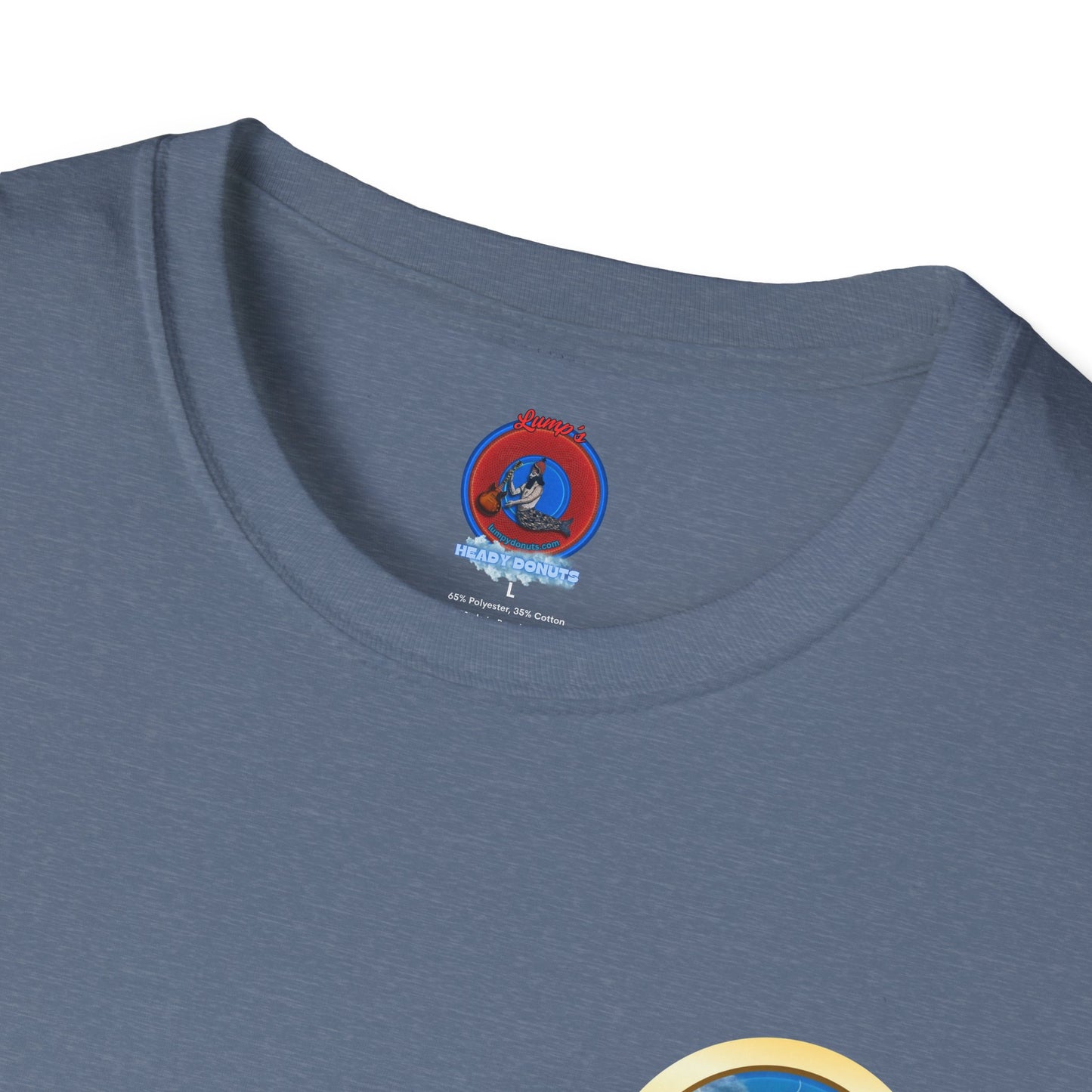 Classic Donut Tee - Unisex Soft-Style - "The Divided Donut" - variant 1 - blue/blue donut [*50% to The Divided Sky Foundation]