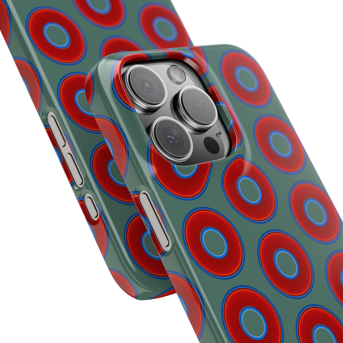 Lumpy Donut Snap Case - red vivid donut print w/Fenway green background