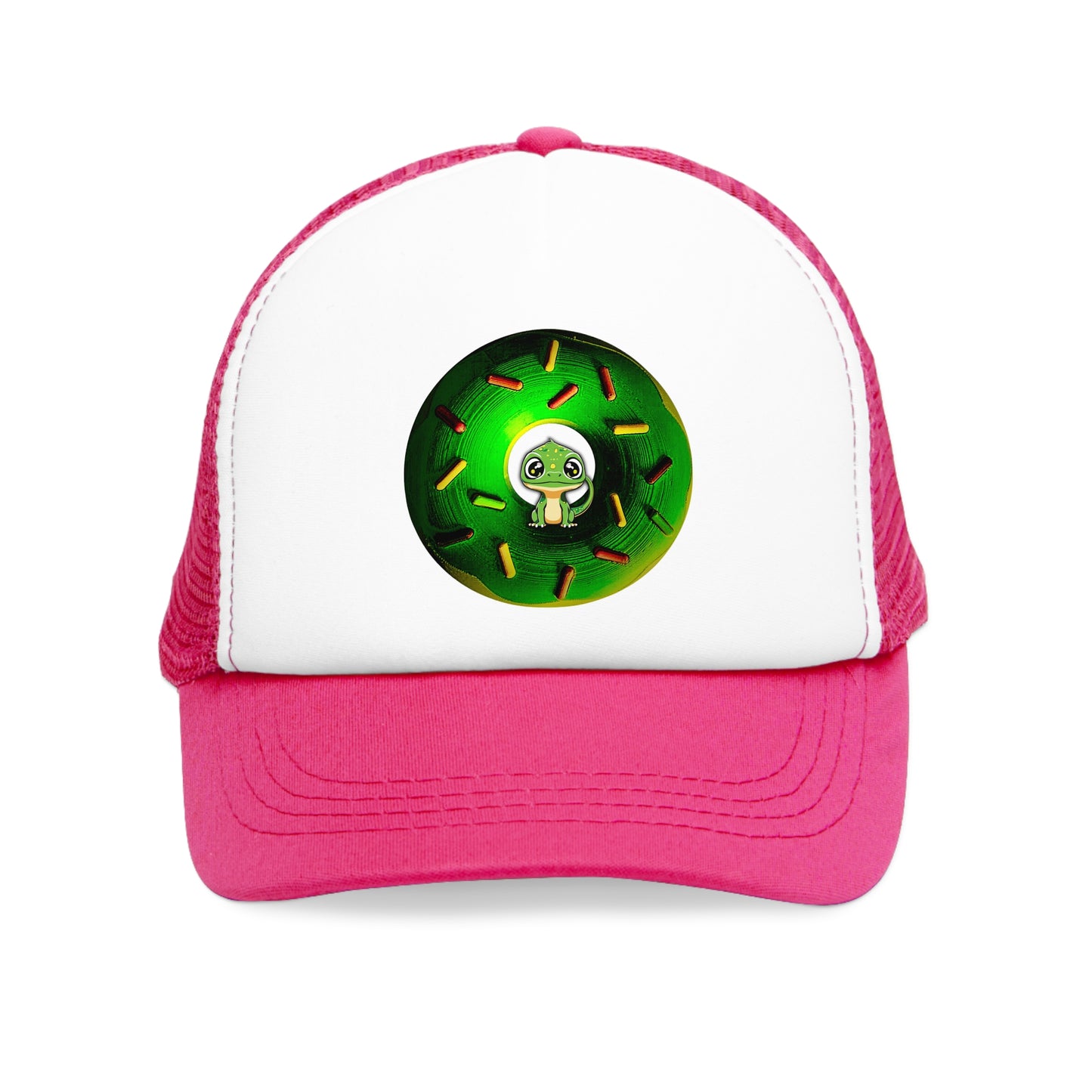 Lumpy Trucker Hat - "The Lizardful Donut" - green donut