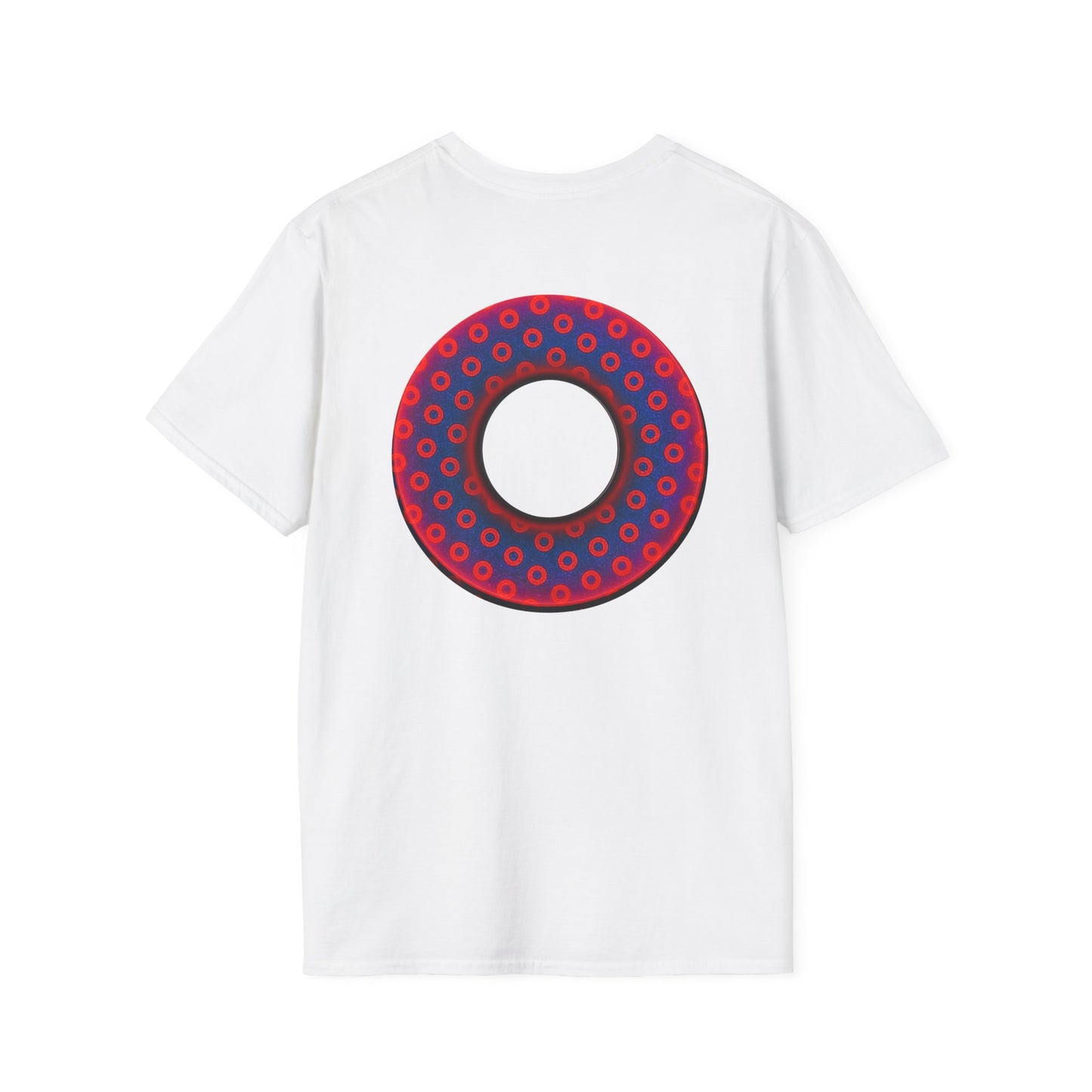 Classic Donut Tee - Unisex Soft-Style - "Vivid Donut inside a Paradox Donut" - blue/red electric paradox donut - variant 2 w/hole