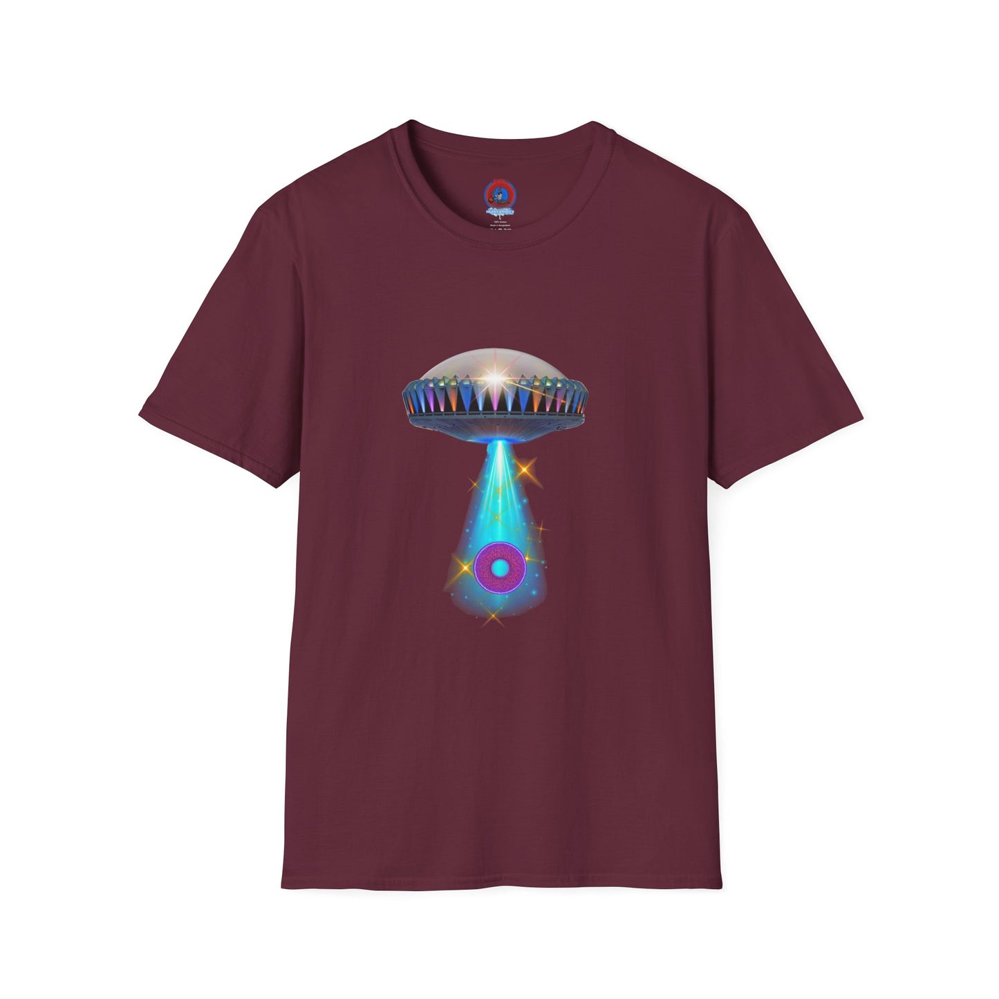 Classic Donut Tee - Unisex Soft-Style - "Donuts now Served on the Mothership" - series 1.0  - variant 6  - tractor-beamed donut