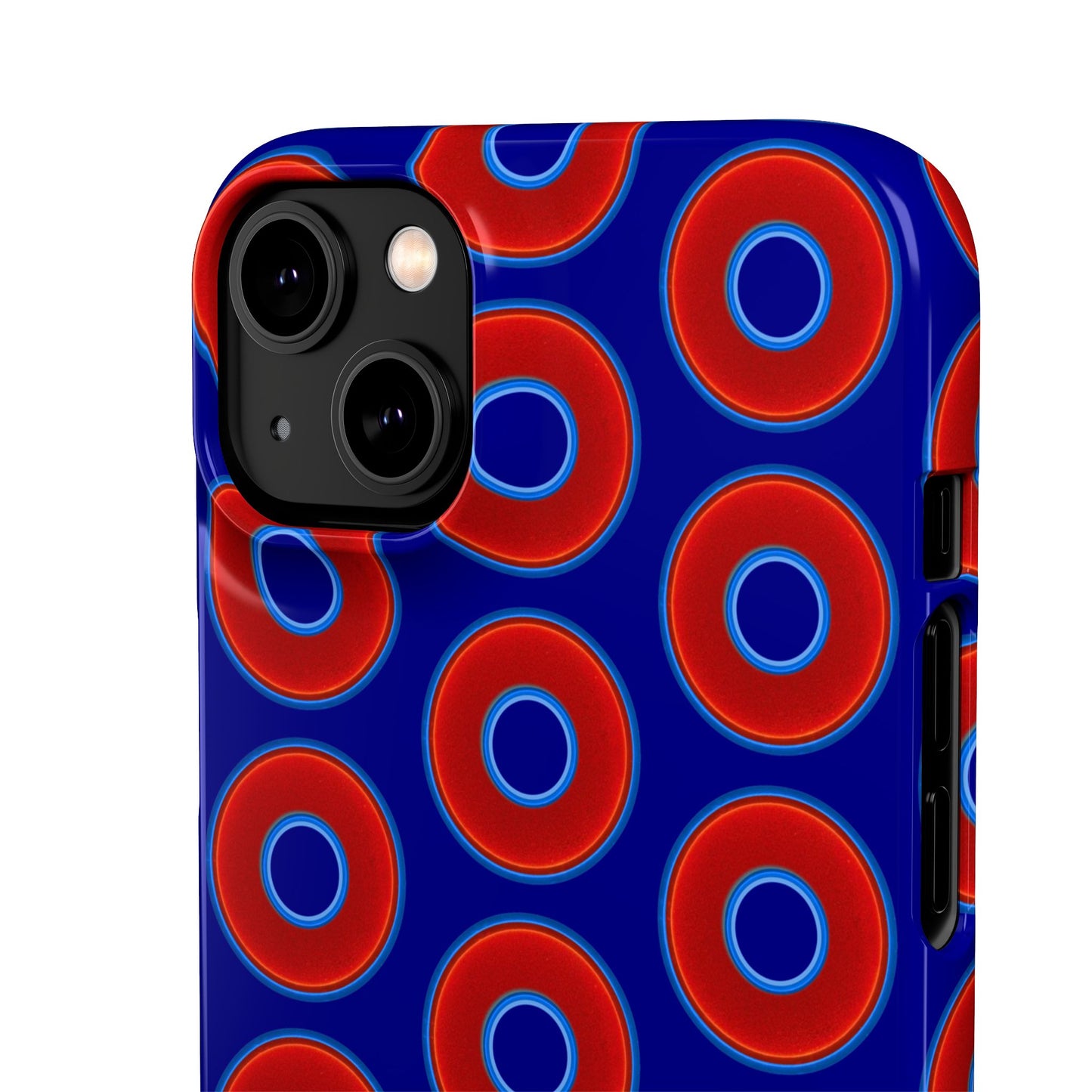 Lumpy Donut Snap Case - red vivid donut print w/vivid navy blue background