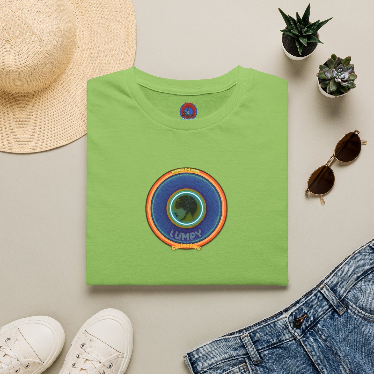 Classic Donut Tee - Unisex Soft-Style - "Lumpy Collective Donut" - blue/orange lumpy donut - variant 4