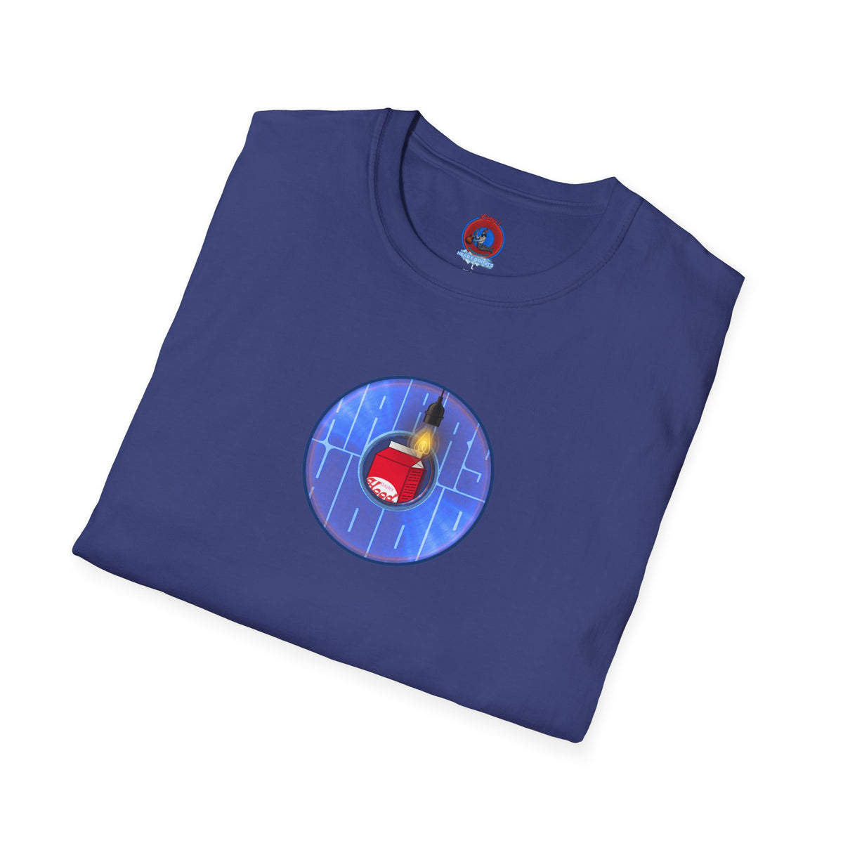Classic Donut Tee - Unisex Soft-Style - "Harry Left His Donut Shirt" - series 1.0  - variant 4 - purple/blue donut - w/milk & light on