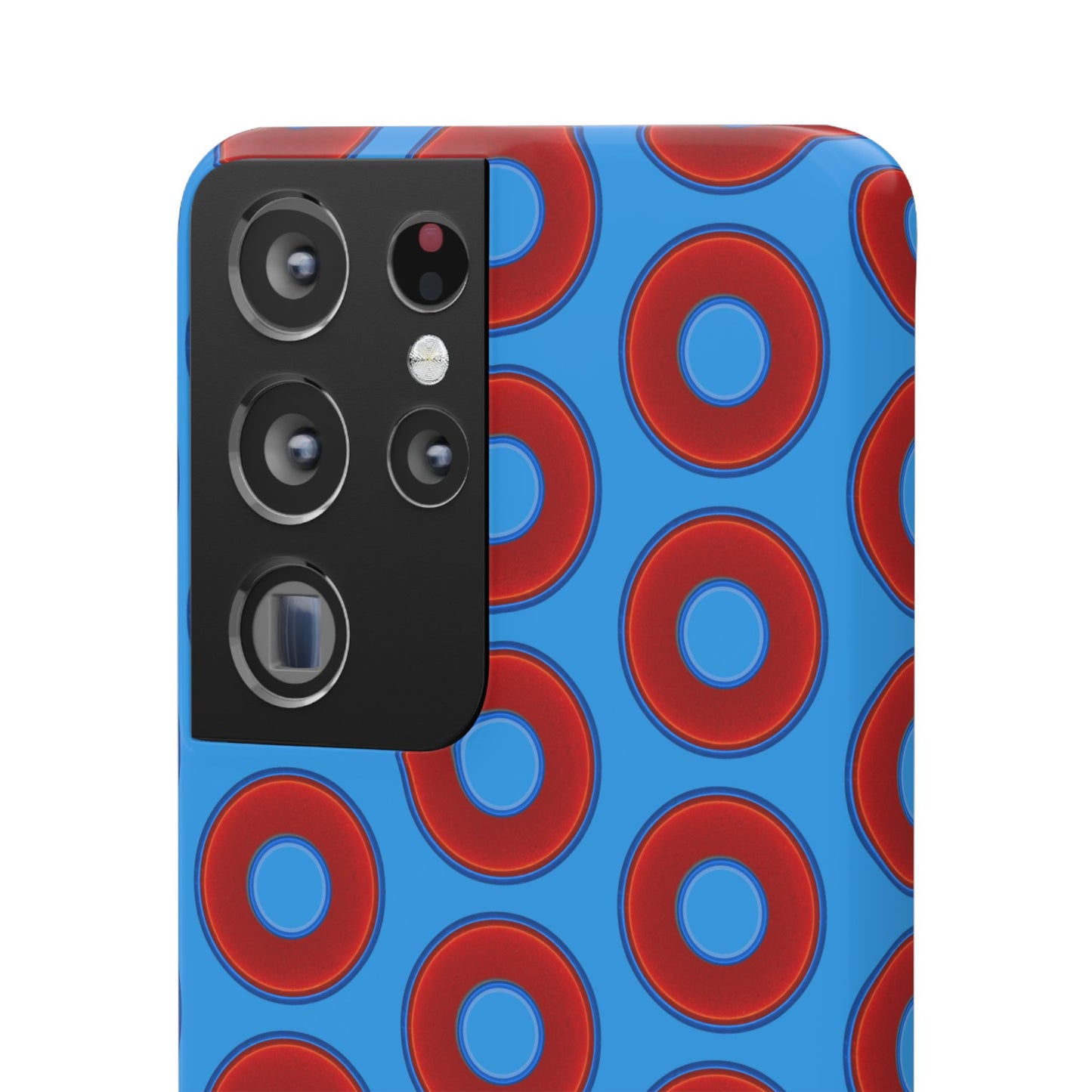 Lumpy Donut Snap Case - red vivid donut print w/sky royal blue background