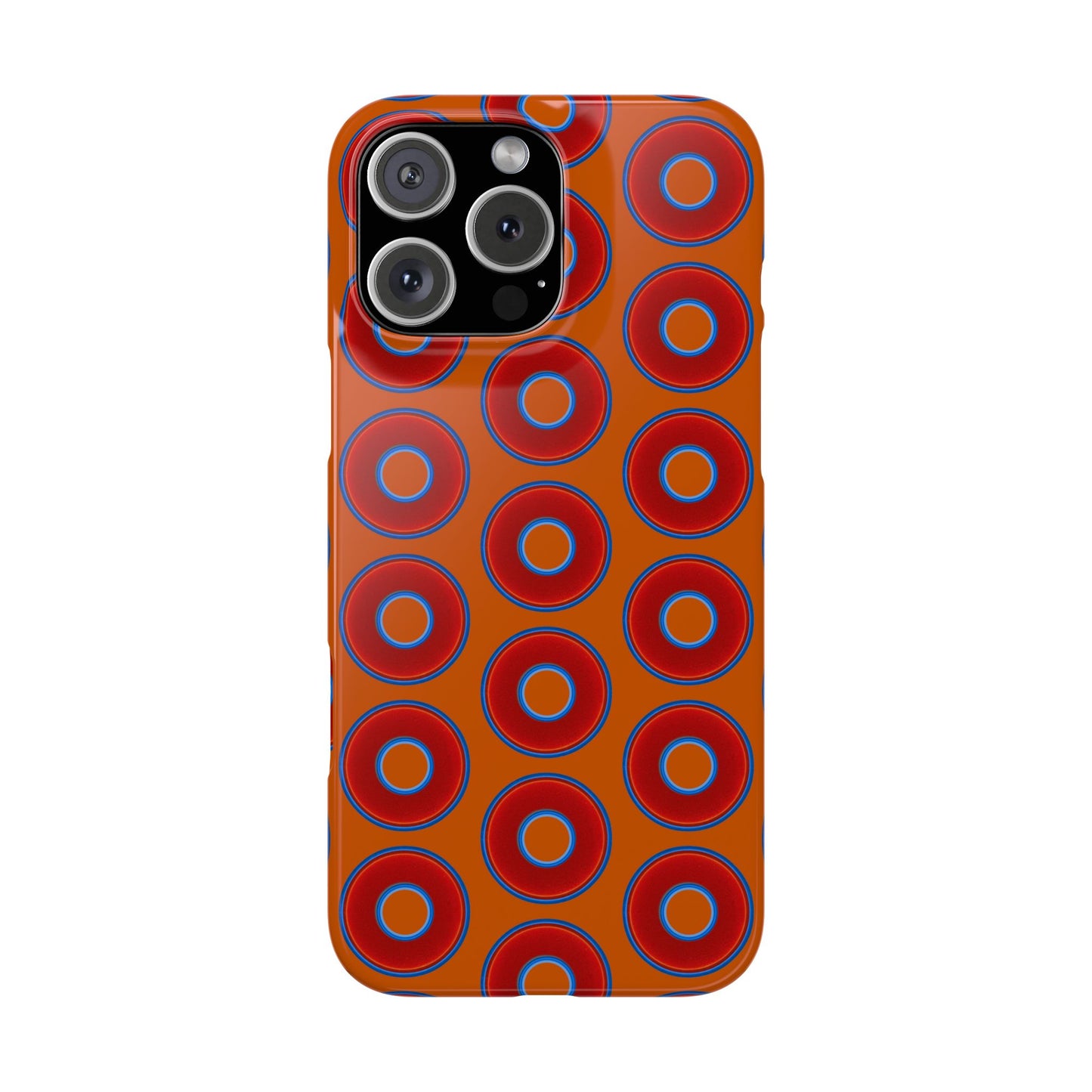 Lumpy Donut Snap Case - red vivid donut print w/dark orange background