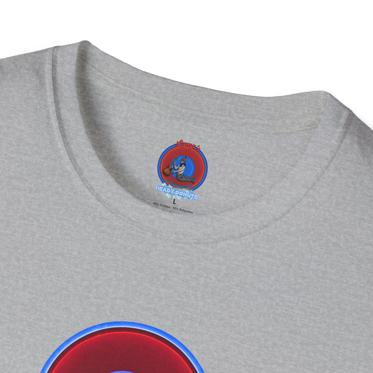 Classic Donut Tee - Unisex Soft-Style - "I am 10% Hydrogen Tee" - vivid red/light blue donut