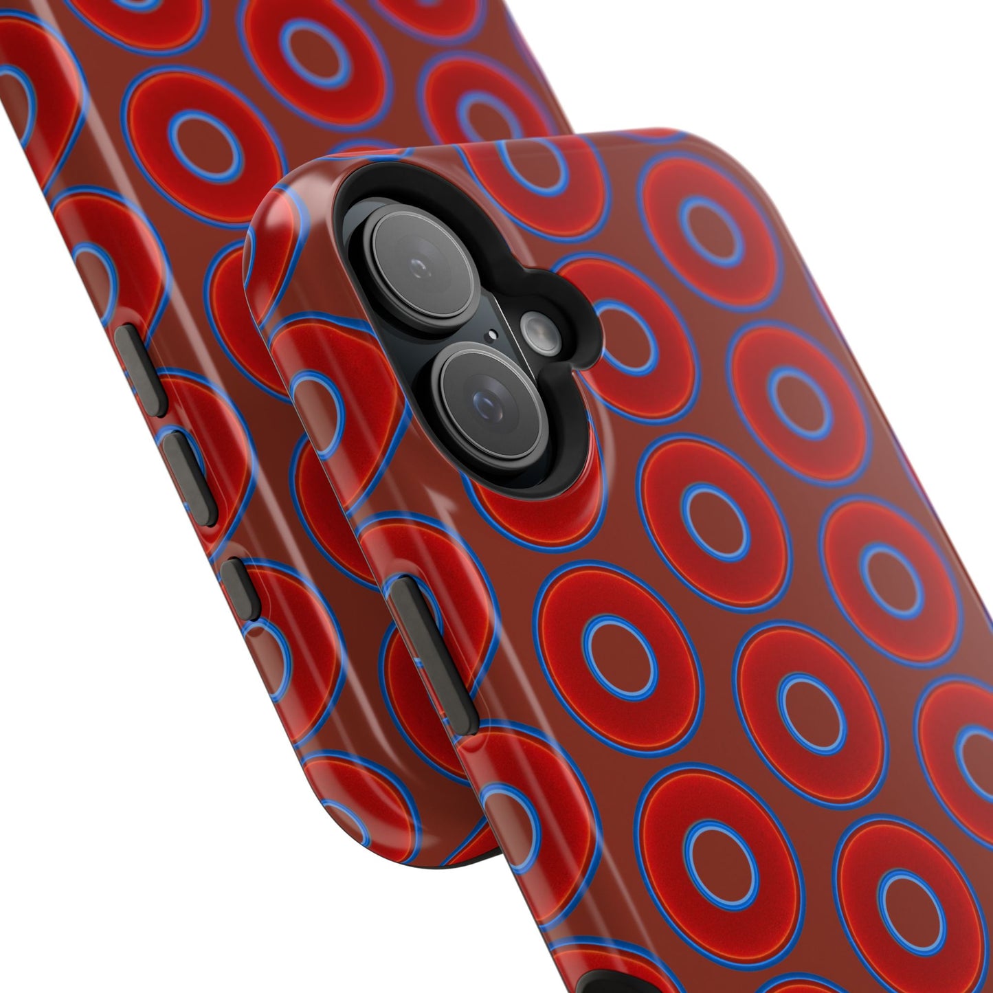 Magnetic Tough Donut Case - red vivid donut print w/burnt umber background