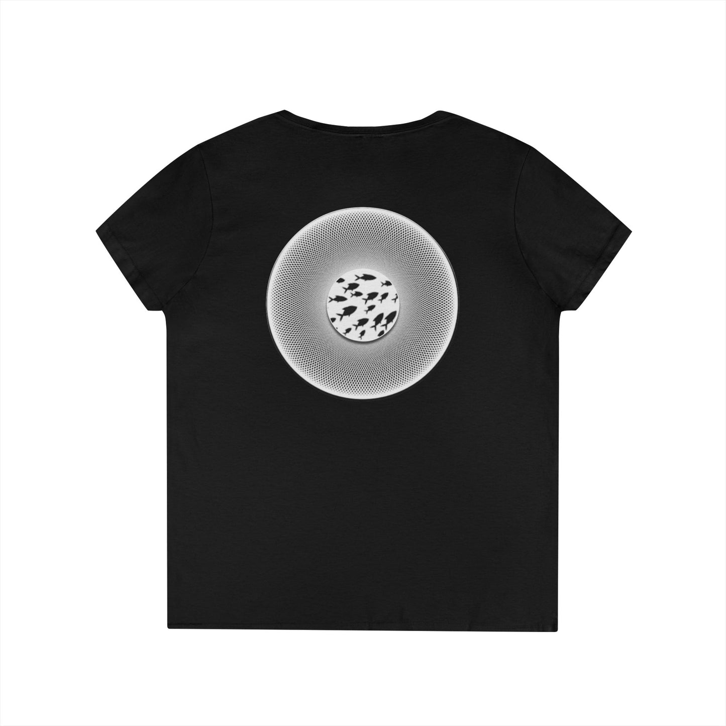Women's Donut V-Neck Tee - "If I'm Swimming By" - variant 1 - white/black phatty donut w/