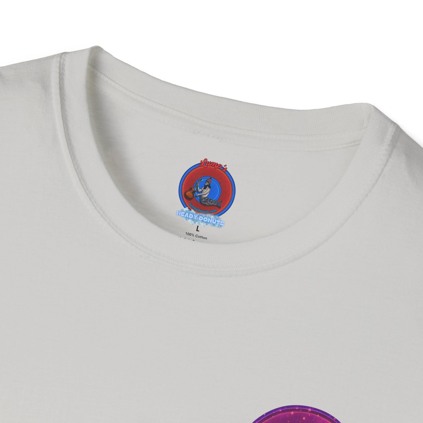 Classic Donut Tee - Unisex Soft-Style - "Conjurers of Donuts" - series 1.0  - magenta/purple donut