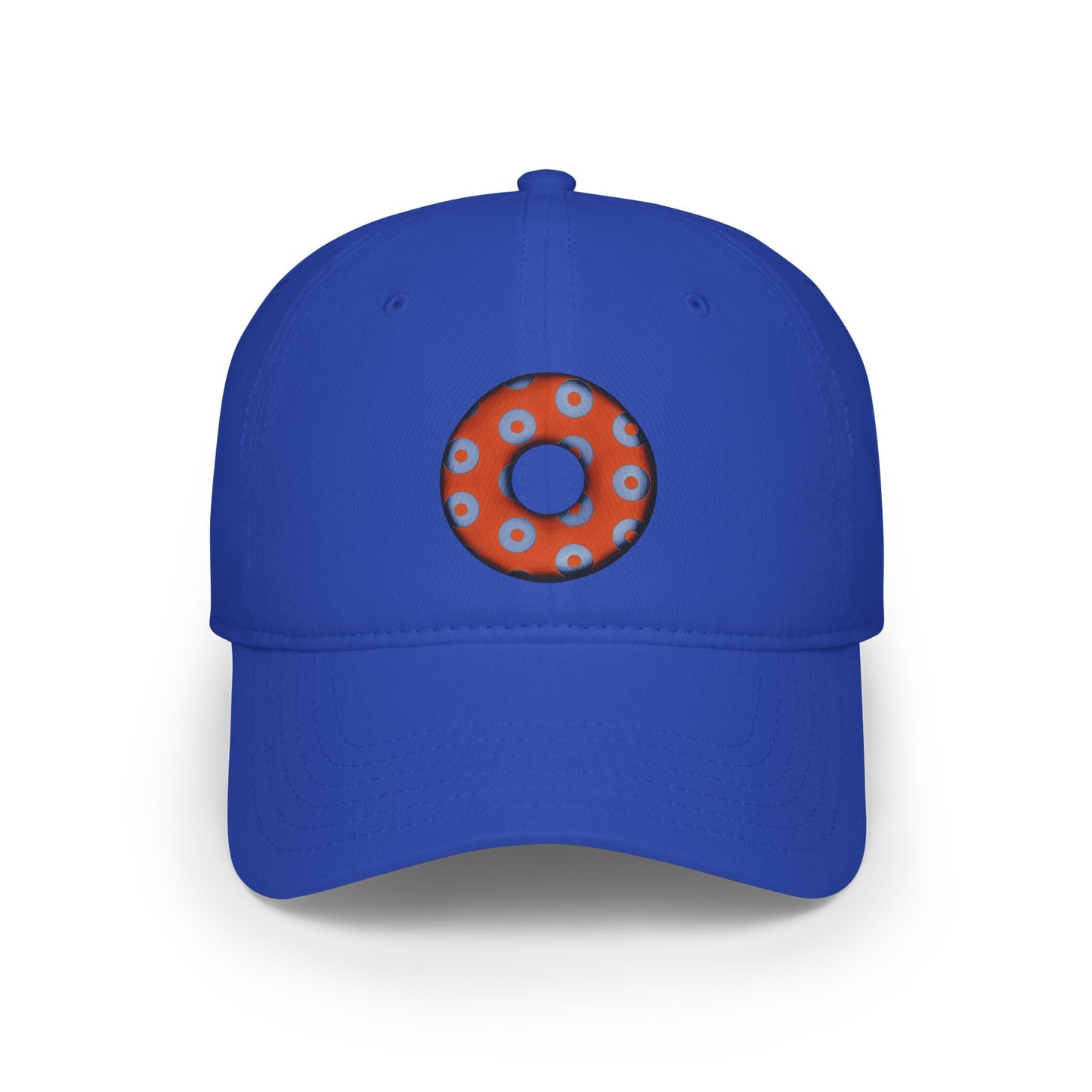 Lumpy Donut Baseball Cap - "Plain [Mary] Jane" - paradoxical orange/light blue blimpy donut w/
