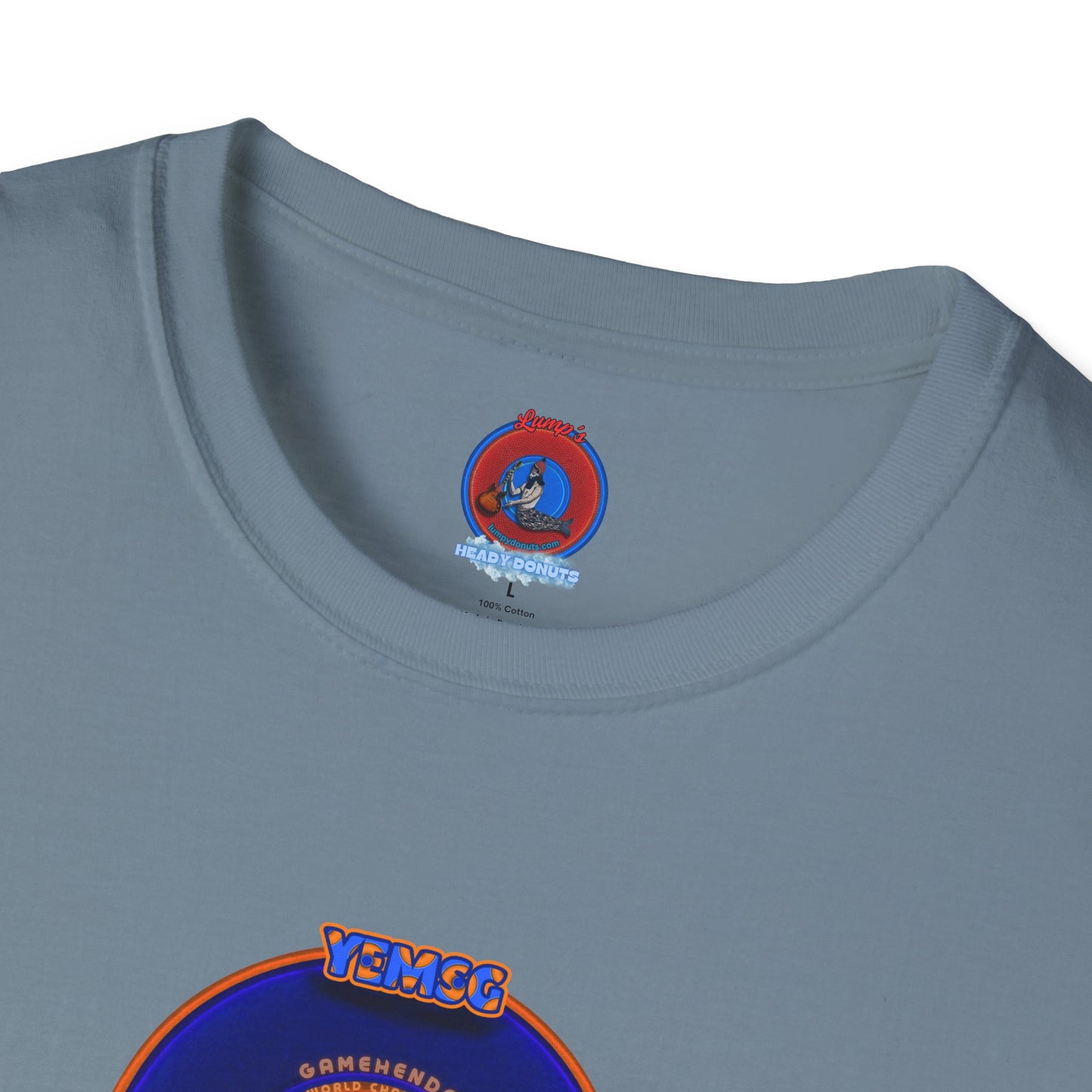Classic Donut Tee - Unisex Soft-Style - "Diedrich Knickerbocker's Donut" - vivid blue/orange donut - variant 1