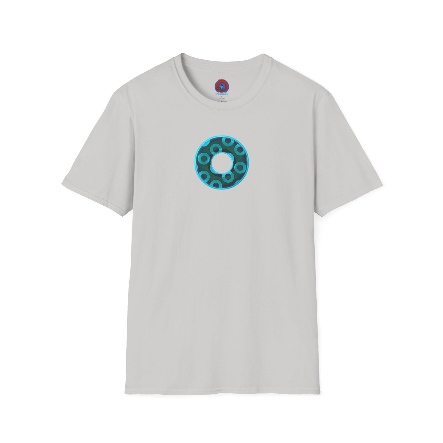 Plain Donuts/Unisex Soft-Style - "Plain Rustic Paradoxical Donuts" - light aquamarine/dark teal donuts