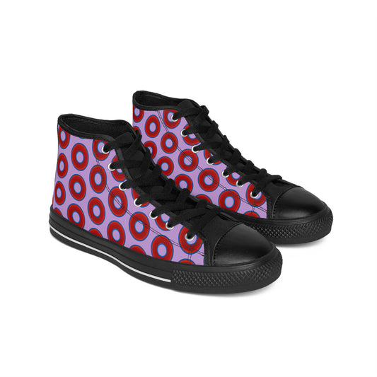 Cushiony Convectors - High Tops - red vivid donuts w/wisteria purple background