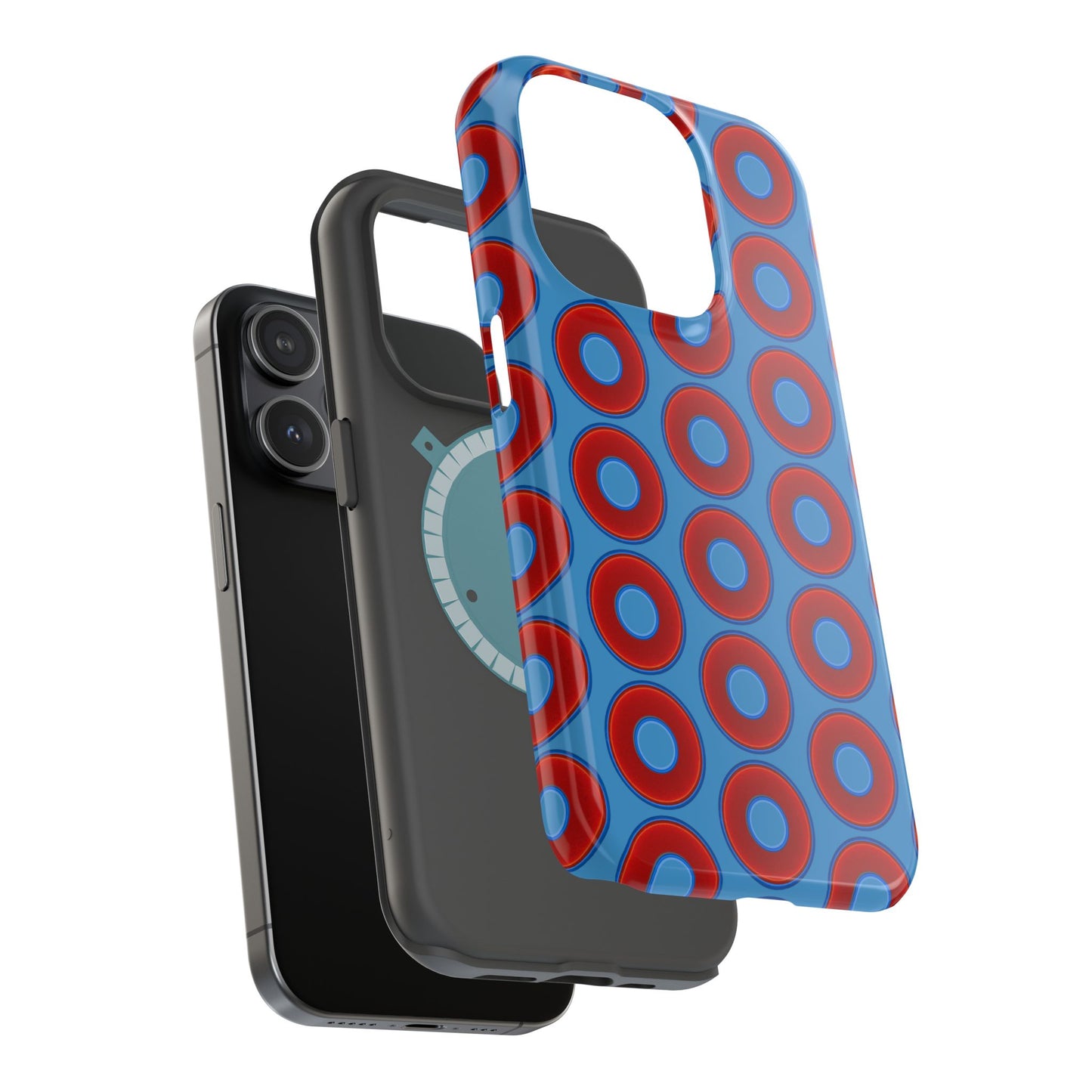 Copy of Magnetic Tough Donut Case - red vivid donut print w/light steel blue background