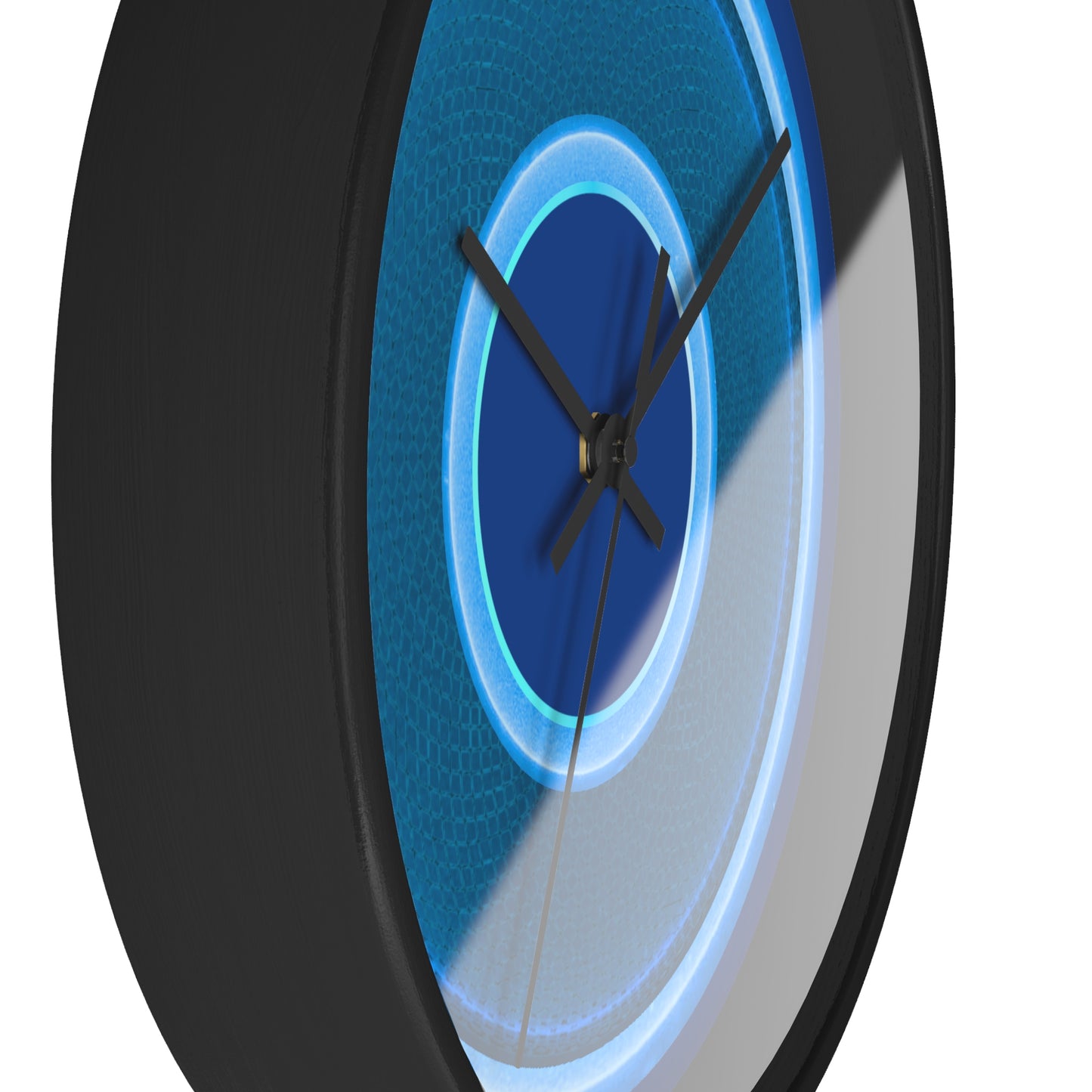 Lumpy Wall Clock - blue rustic donut w/light blue edging - variant 6 w/dark blue background