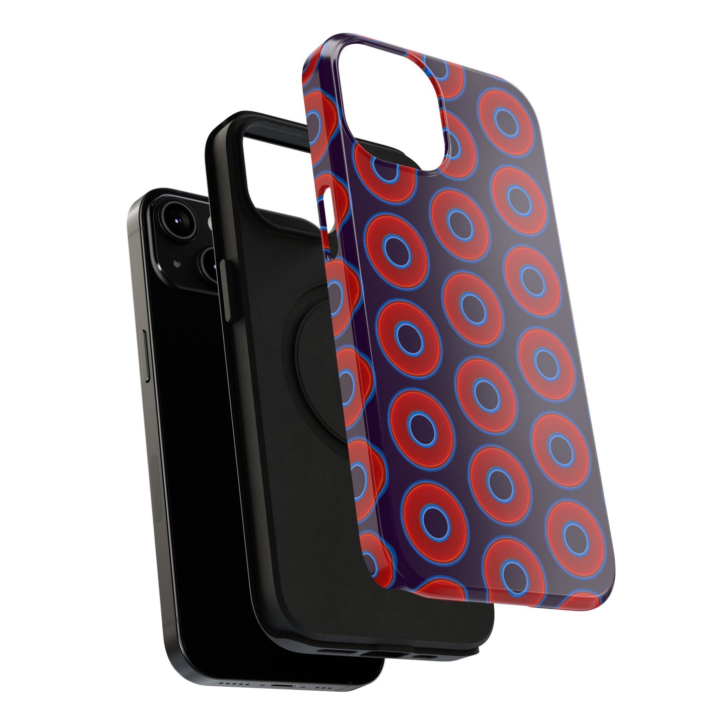 Impact-Resistant Lumpy Donut Case - red vivid donut print w/midnight purple background