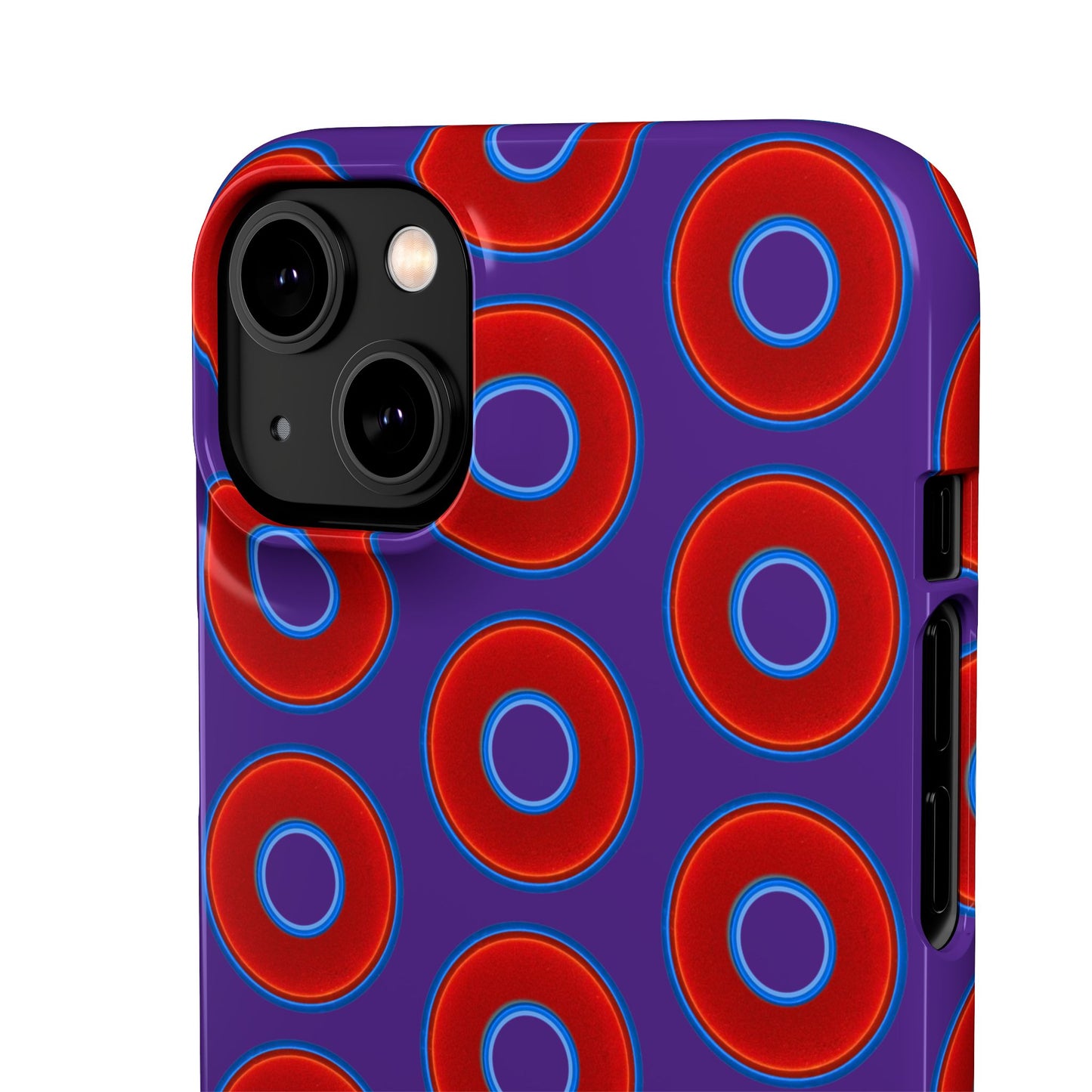 Lumpy Donut Snap Case - red vivid donut print w/dark purple background