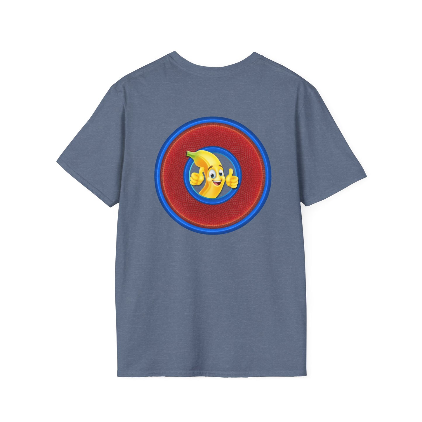 Classic Donut Tee - Unisex Soft-Style - "Dis sheet, it's bananas!" - series 1.0 - variant 6 - traditional red/blue donut
