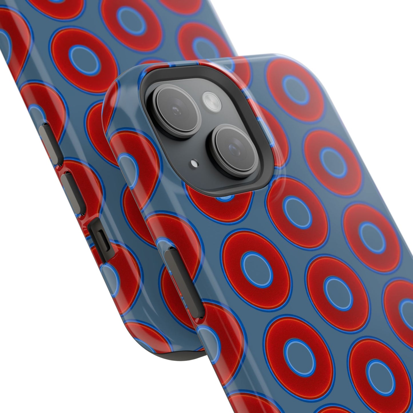 Magnetic Tough Donut Case - red vivid donut print w/steel blue background