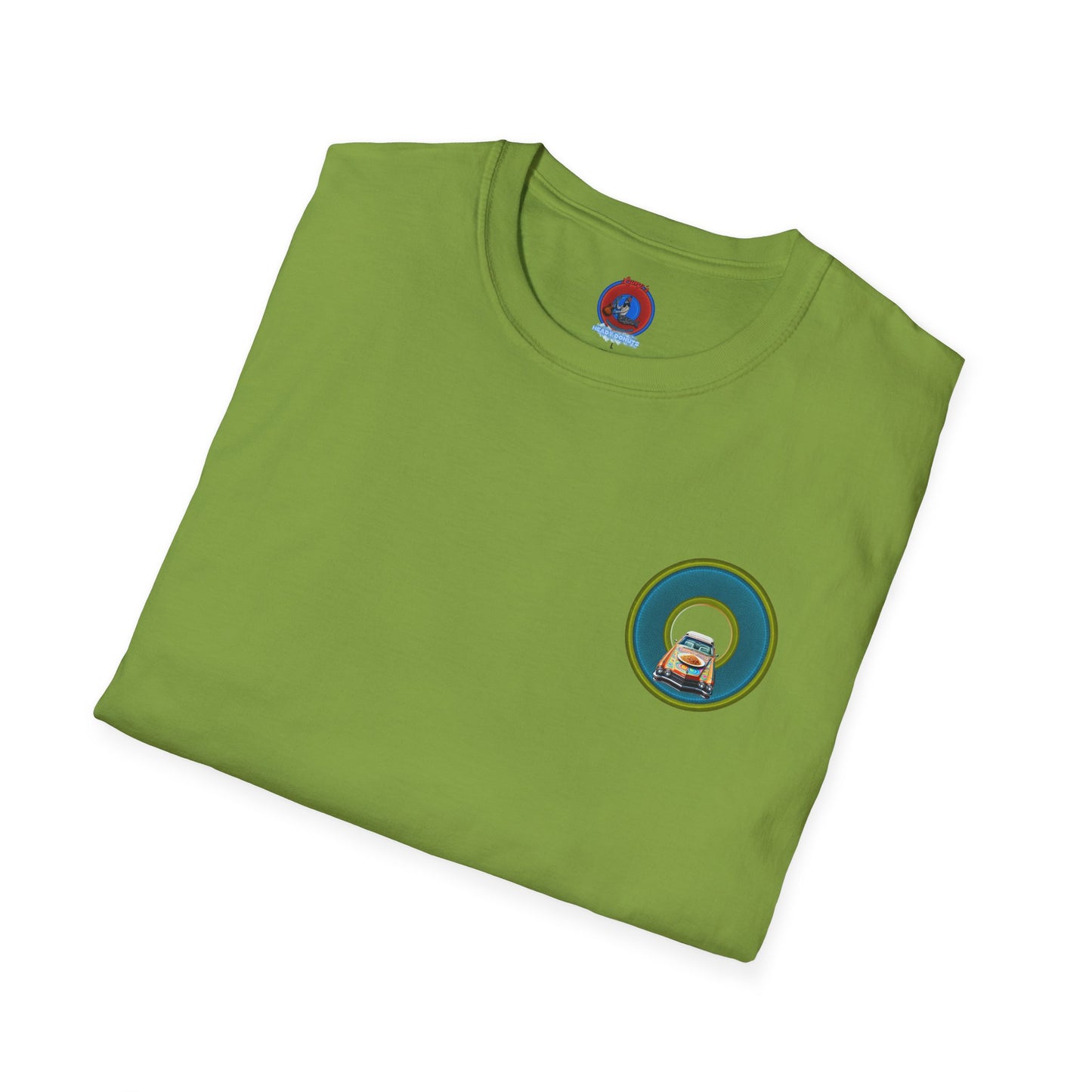 Classic Donut Tee - Unisex Soft-Style - "Cadillac Rainbow Spaghetti Incident" - series 1.0  - variant 1 - blue/green donut