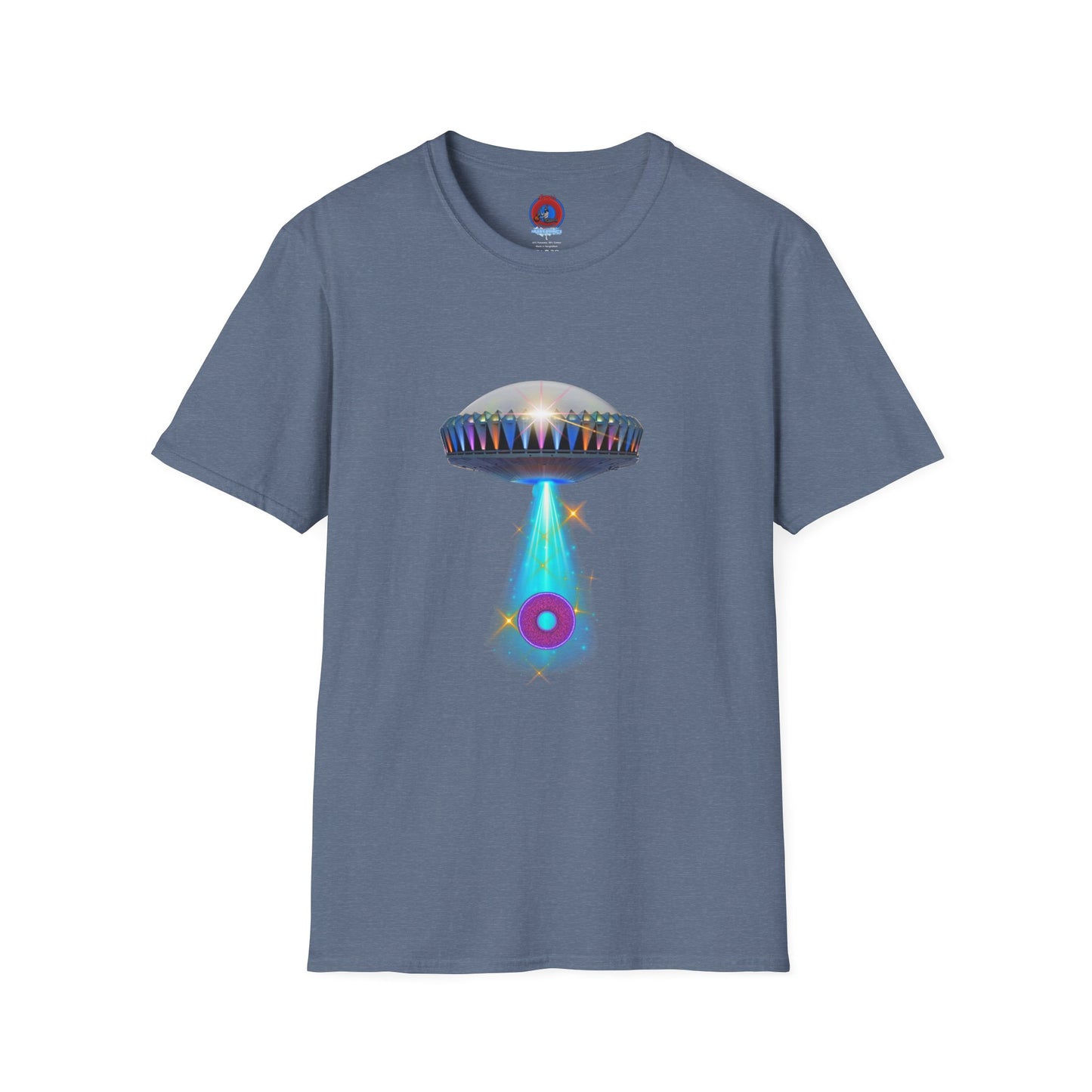 Classic Donut Tee - Unisex Soft-Style - "Donuts now Served on the Mothership" - series 1.0  - variant 6  - tractor-beamed donut