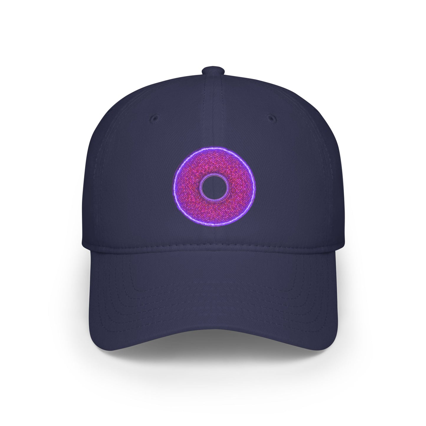 Lumpy Donut Baseball Cap - "Frankenstein Donut... it's Alive!" - purple pixilated donut w/