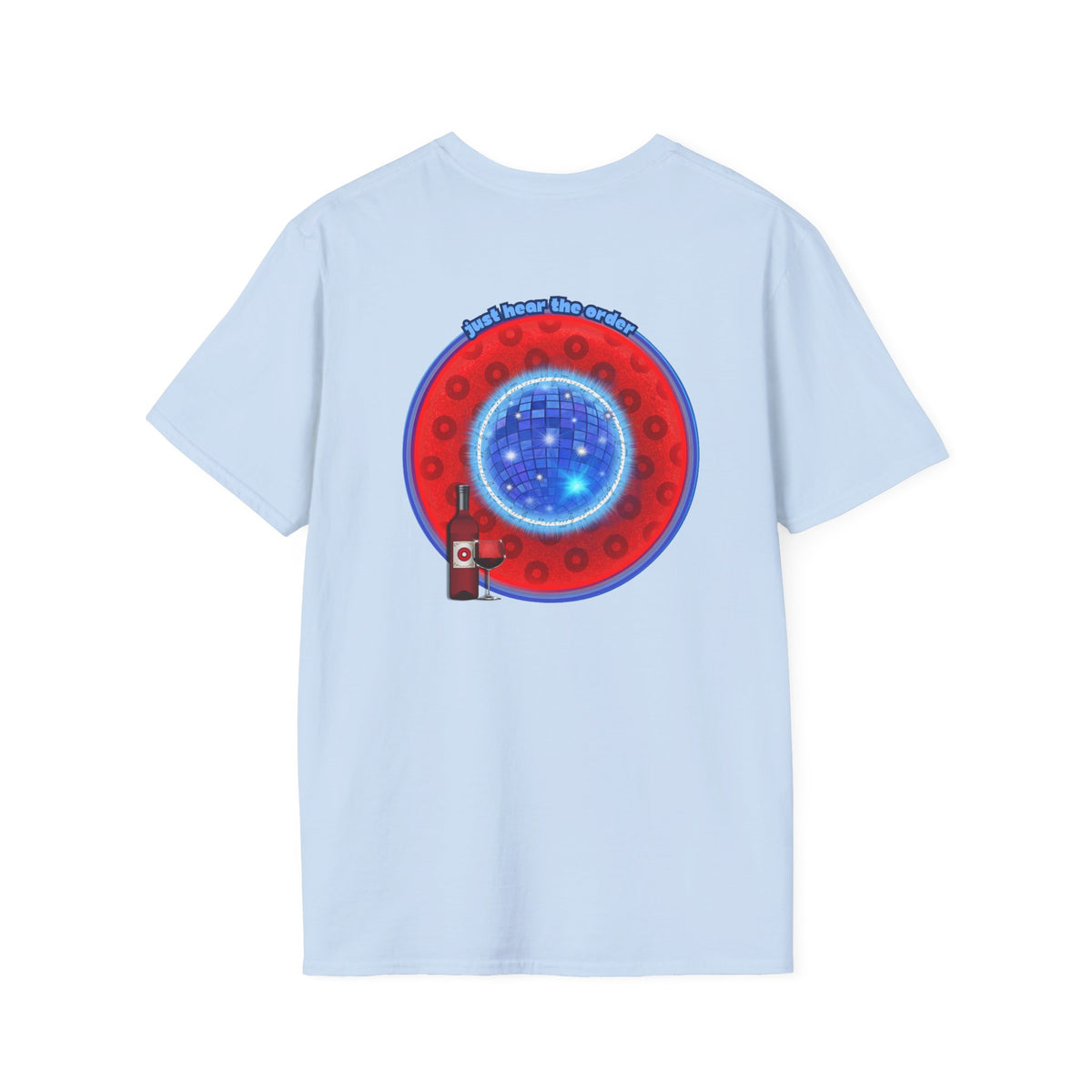 Classic Donut Tee - Unisex Soft-Style - "The Skipper's Donut" - red/blue paradoxical widemouthed donut - variant 1